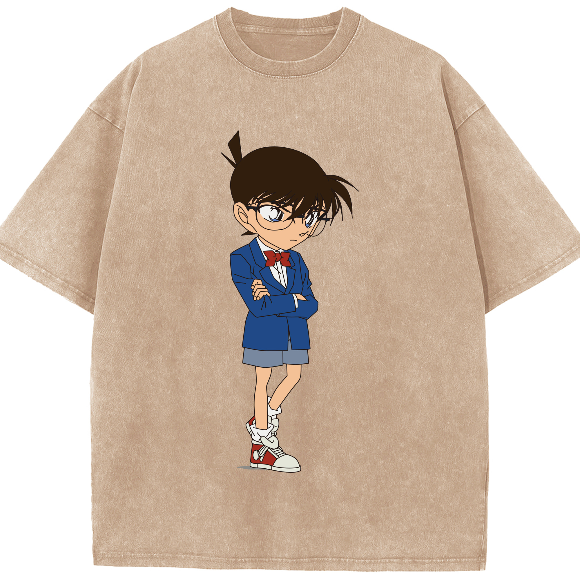 （画像用） 名探偵コナン 江戸川 コナン Detective Conan Conan Edogawa 綿100% ヴィンテージ風 半袖Tシャツ（フロントプリント）