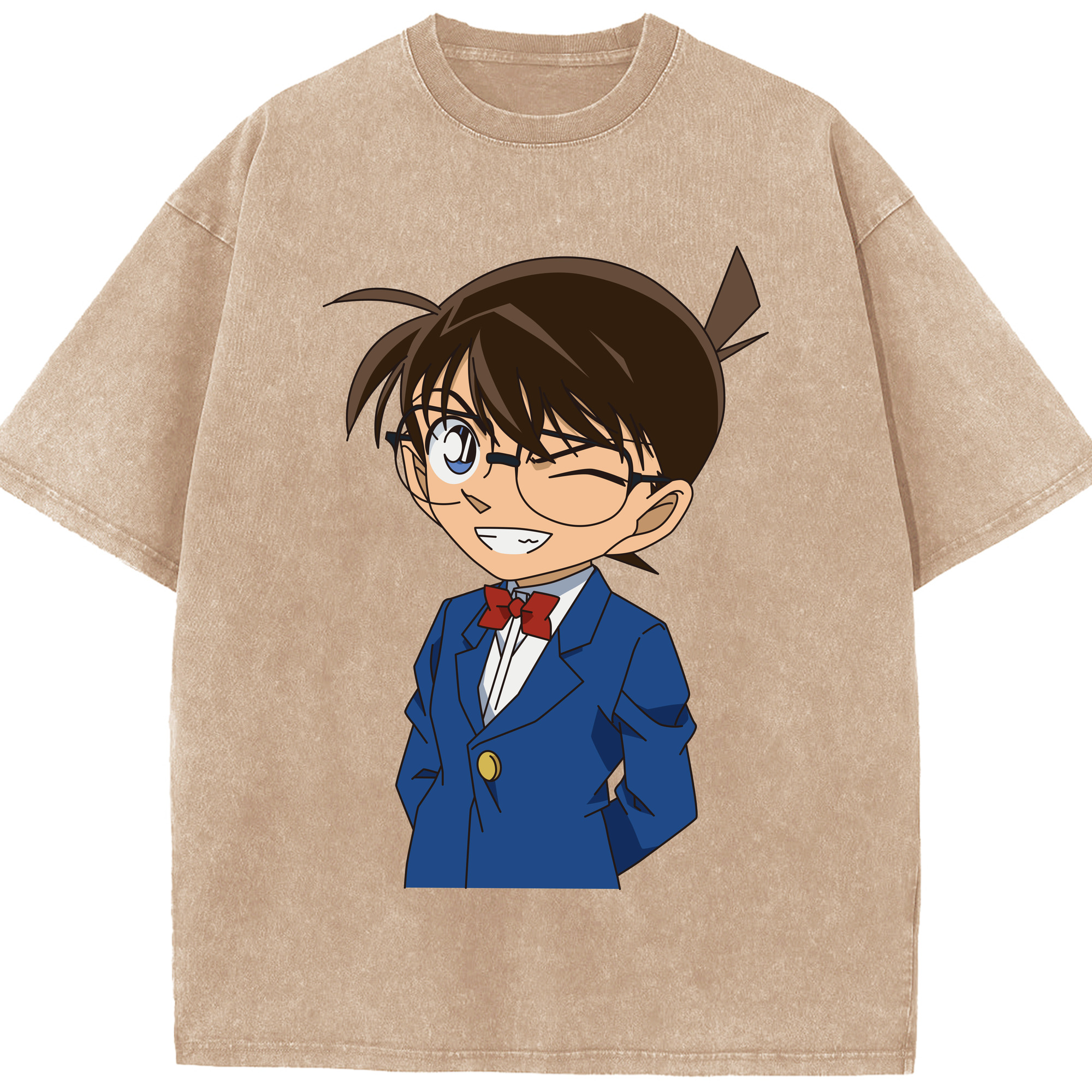 （画像用） 名探偵コナン 江戸川 コナン Detective Conan Conan Edogawa 綿100% ヴィンテージ風 半袖Tシャツ（フロントプリント）