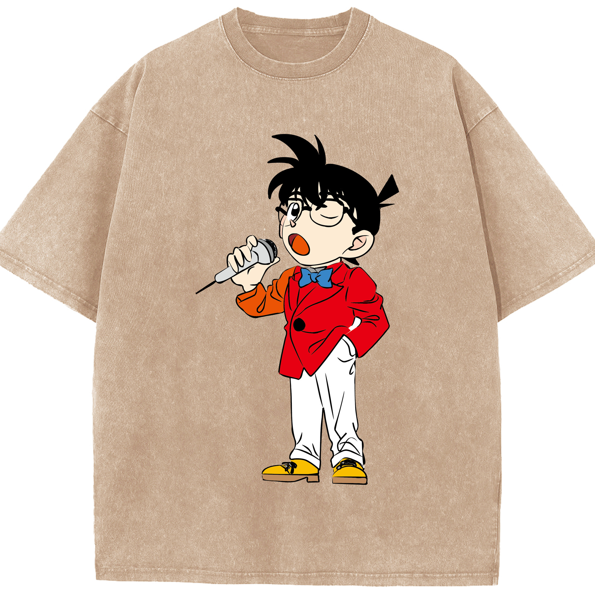 （画像用） 名探偵コナン 江戸川 コナン Detective Conan Conan Edogawa 綿100% ヴィンテージ風 半袖Tシャツ（フロントプリント）