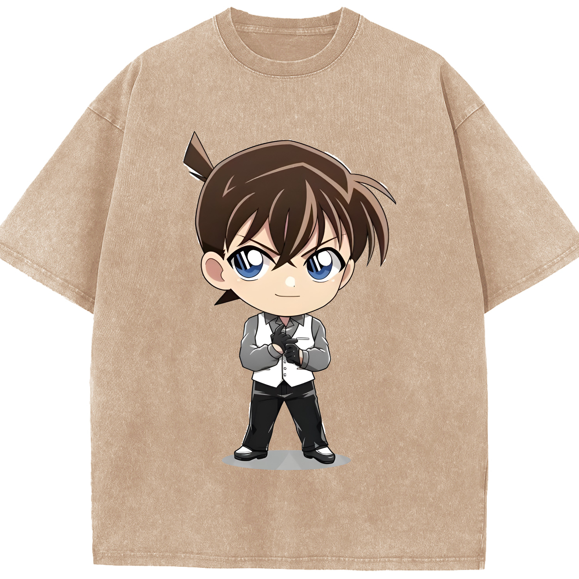 （画像用） 名探偵コナン 江戸川 コナン Detective Conan Conan Edogawa 綿100% ヴィンテージ風 半袖Tシャツ（フロントプリント）