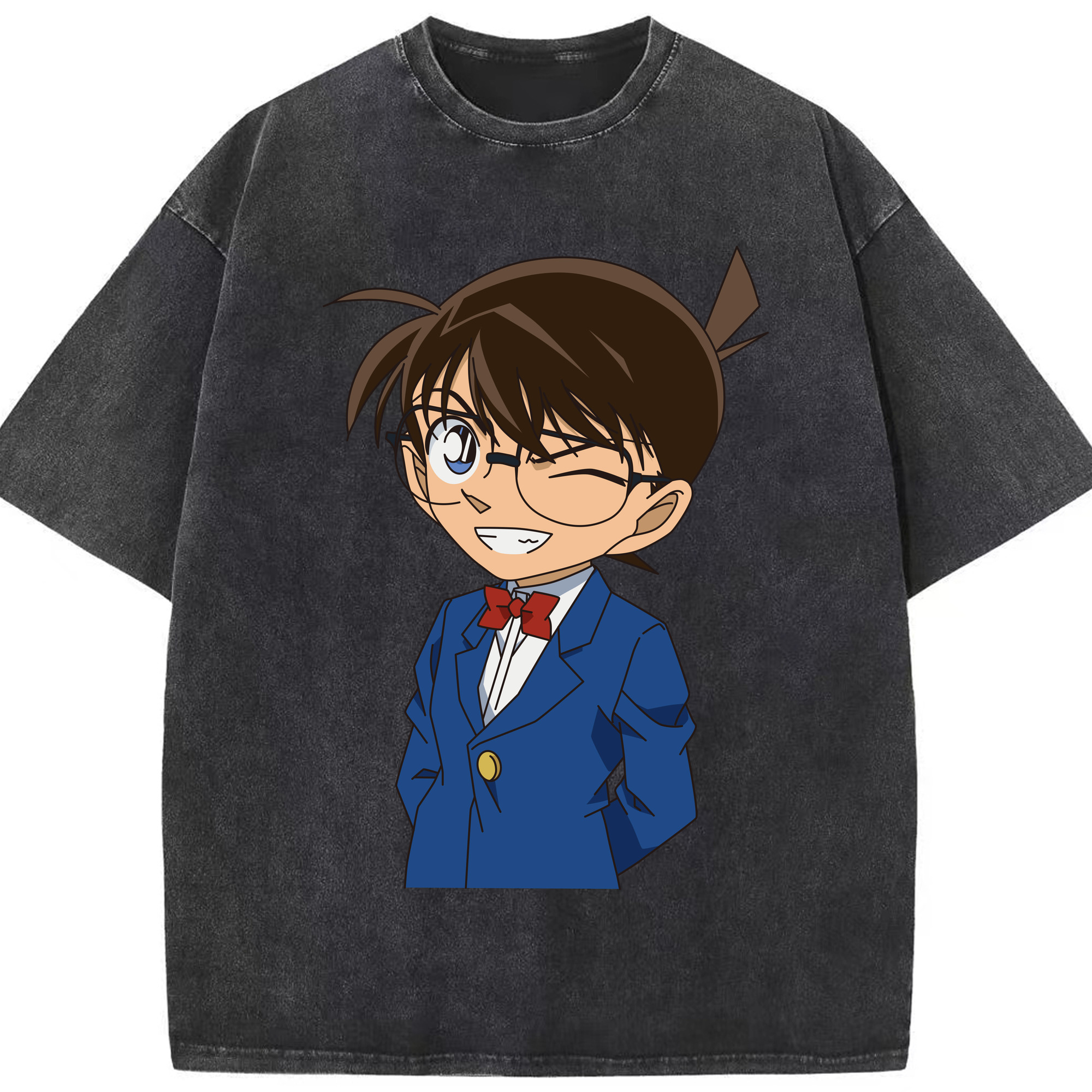 （画像用） 名探偵コナン 江戸川 コナン Detective Conan Conan Edogawa 綿100% ヴィンテージ風 半袖Tシャツ（フロントプリント）