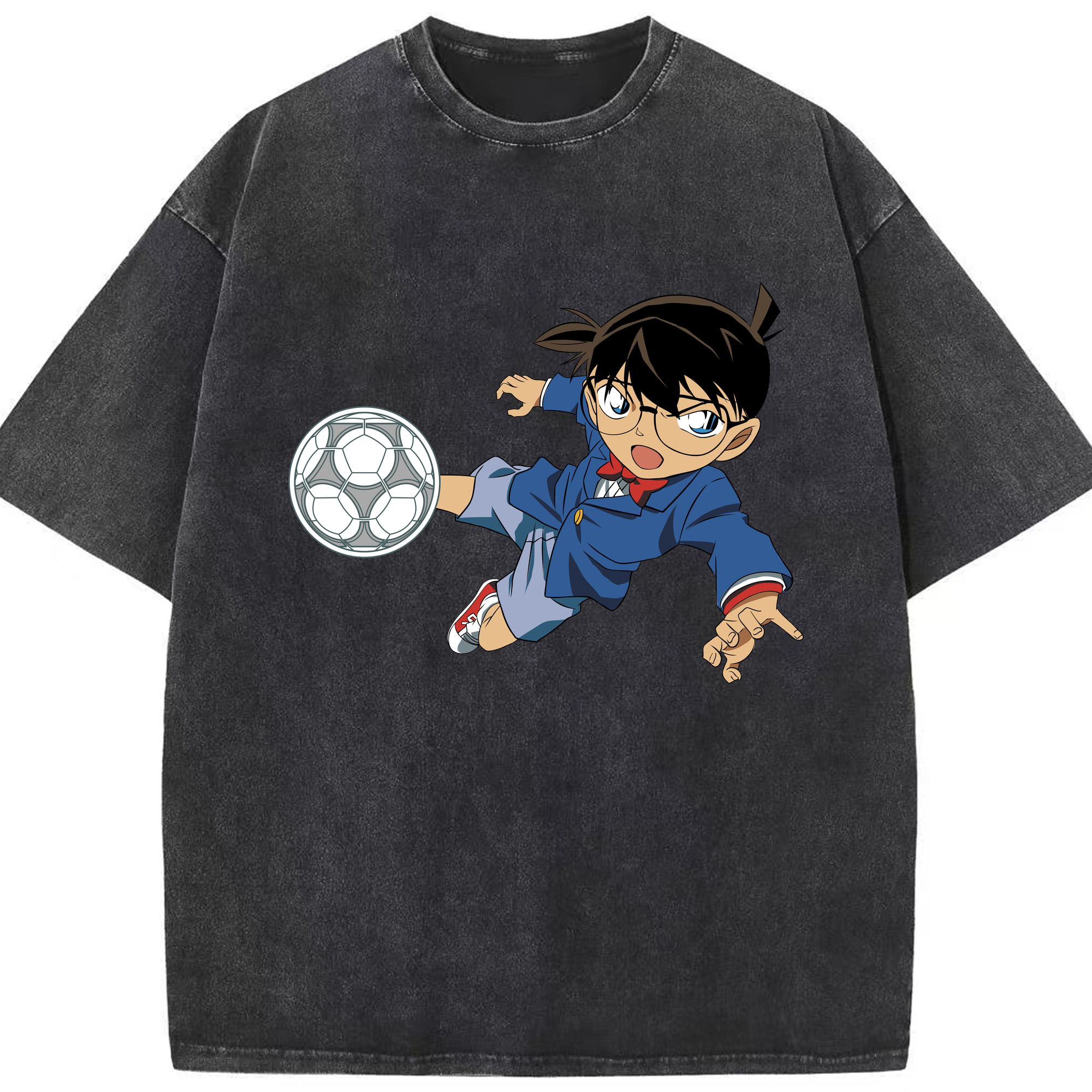 （画像用） 名探偵コナン 江戸川 コナン Detective Conan Conan Edogawa 綿100% ヴィンテージ風 半袖Tシャツ（フロントプリント）