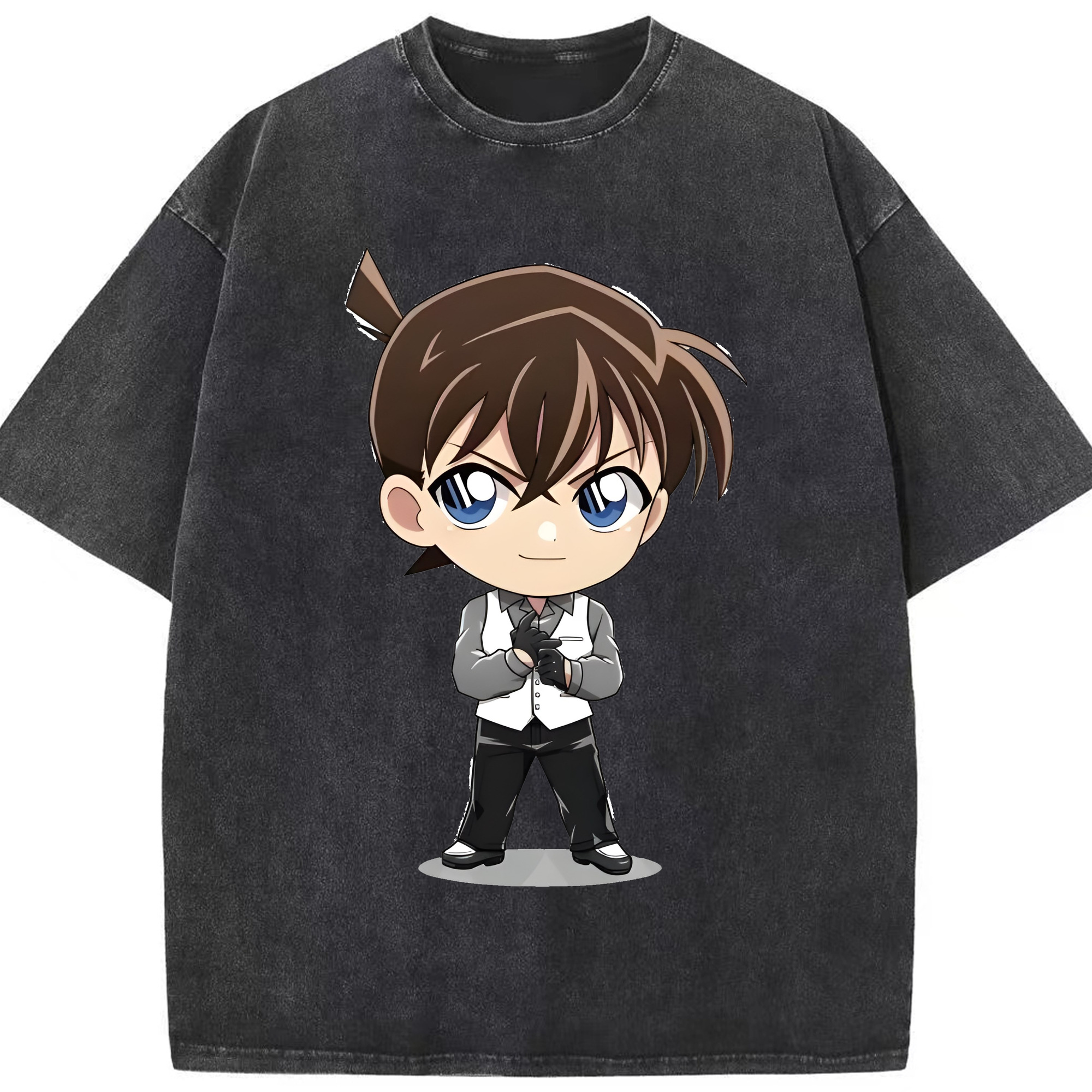 （画像用） 名探偵コナン 江戸川 コナン Detective Conan Conan Edogawa 綿100% ヴィンテージ風 半袖Tシャツ（フロントプリント）