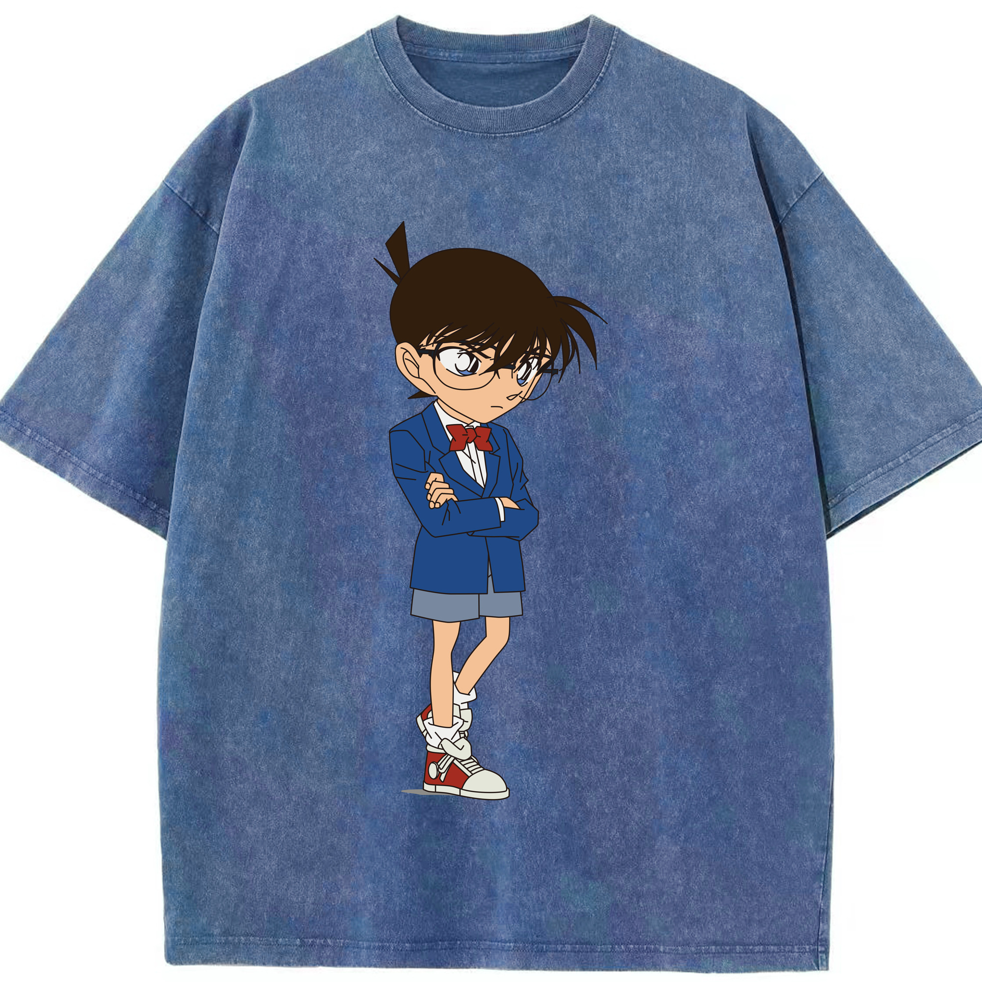 （画像用） 名探偵コナン 江戸川 コナン Detective Conan Conan Edogawa 綿100% ヴィンテージ風 半袖Tシャツ（フロントプリント）