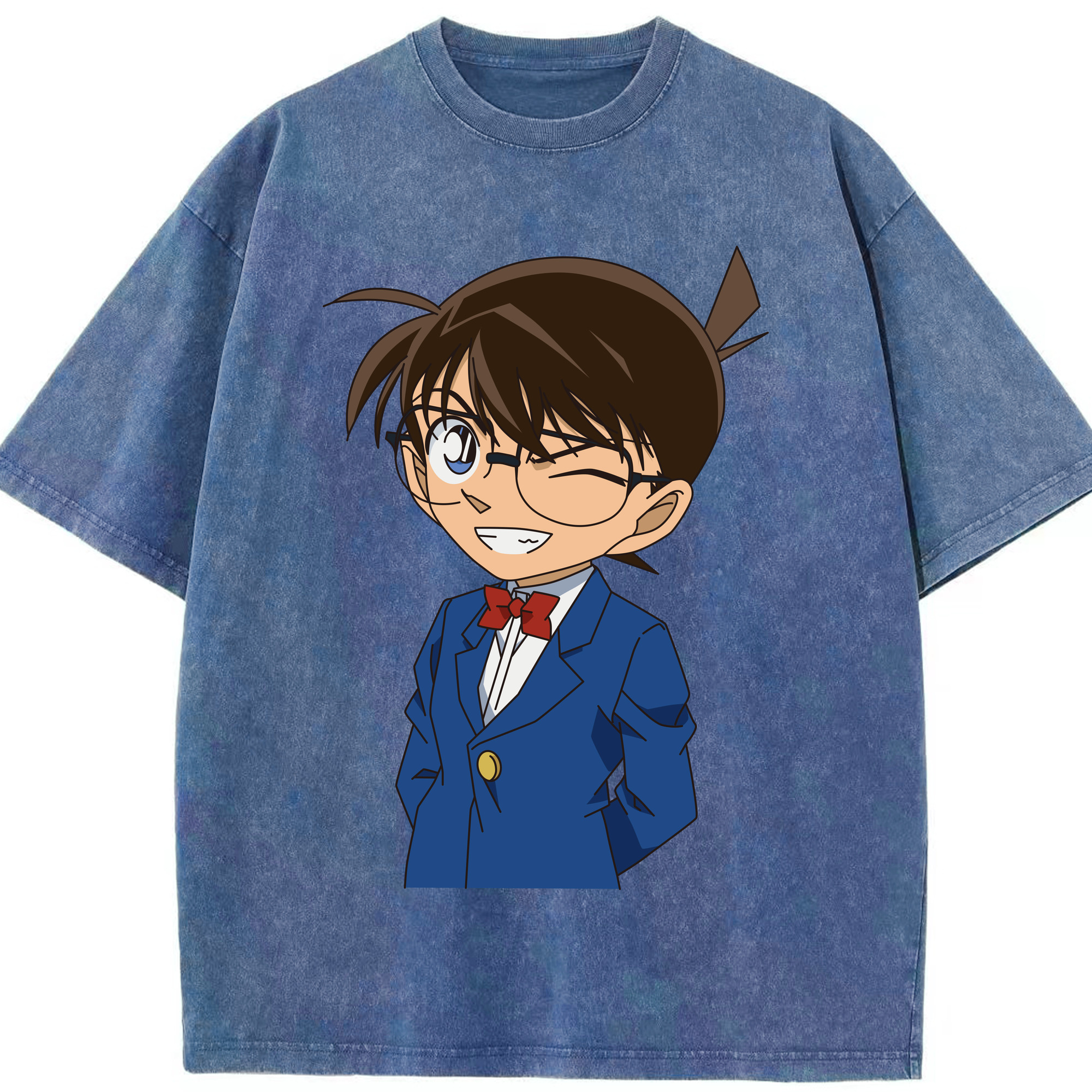 （画像用） 名探偵コナン 江戸川 コナン Detective Conan Conan Edogawa 綿100% ヴィンテージ風 半袖Tシャツ（フロントプリント）