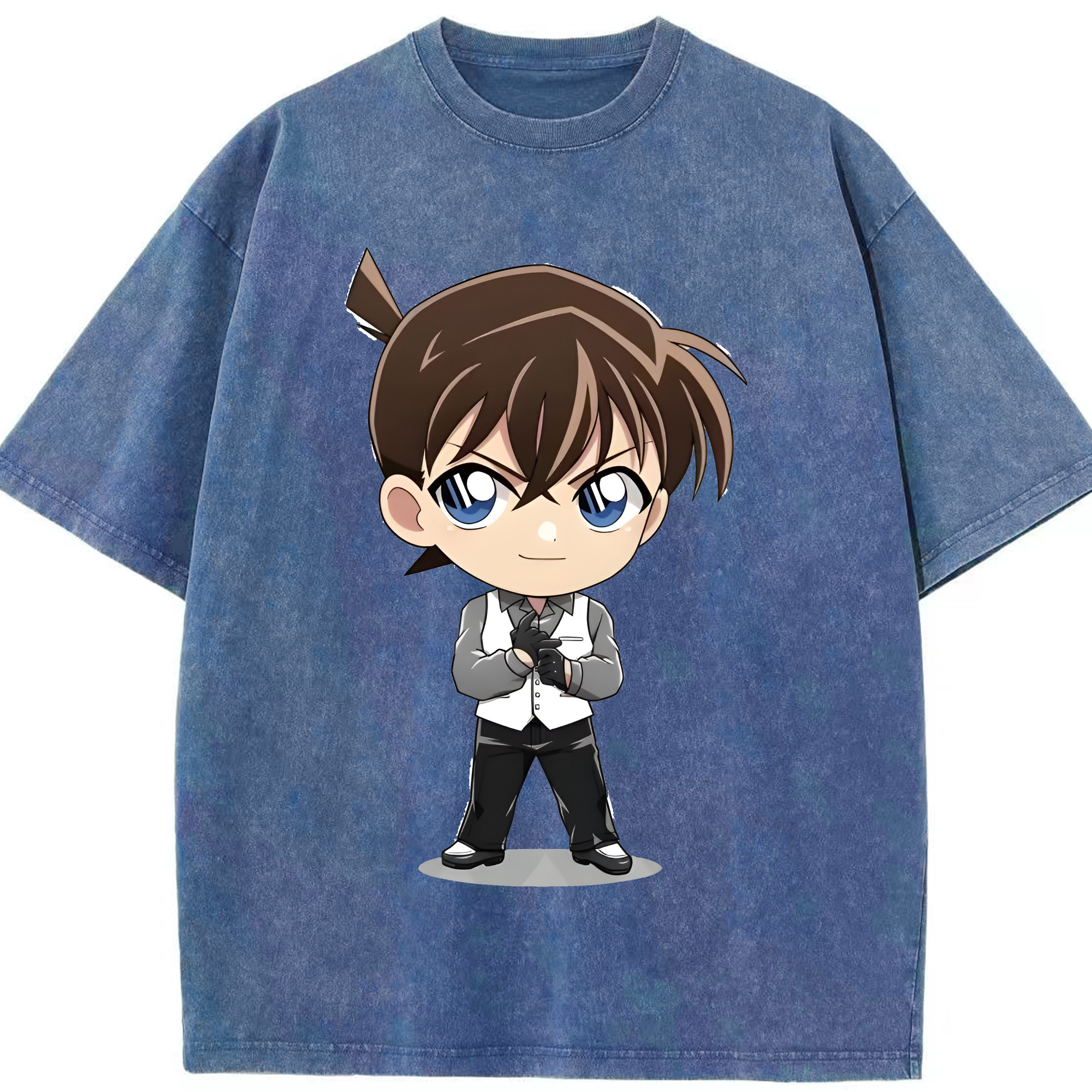 （画像用） 名探偵コナン 江戸川 コナン Detective Conan Conan Edogawa 綿100% ヴィンテージ風 半袖Tシャツ（フロントプリント）