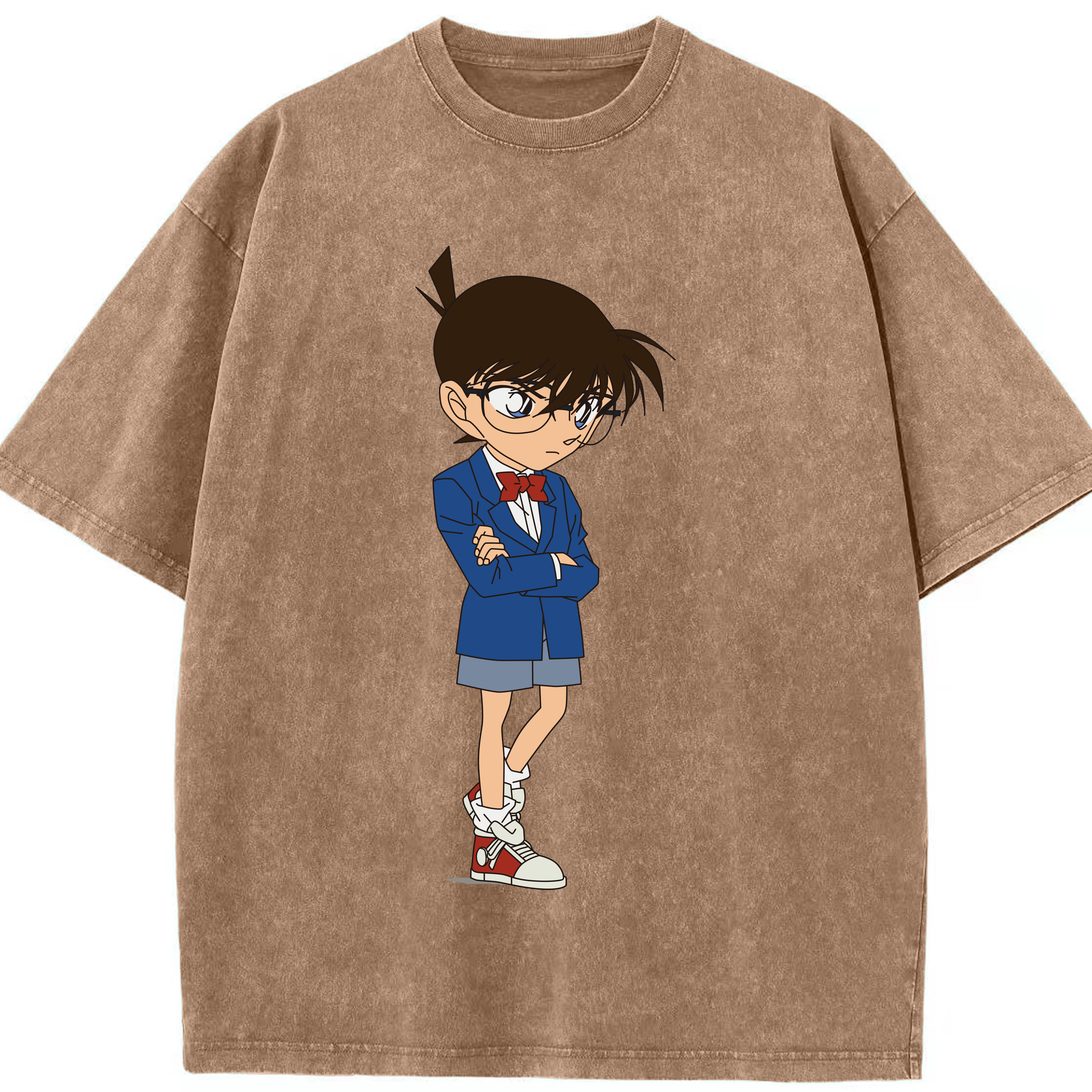 （画像用） 名探偵コナン 江戸川 コナン Detective Conan Conan Edogawa 綿100% ヴィンテージ風 半袖Tシャツ（フロントプリント）