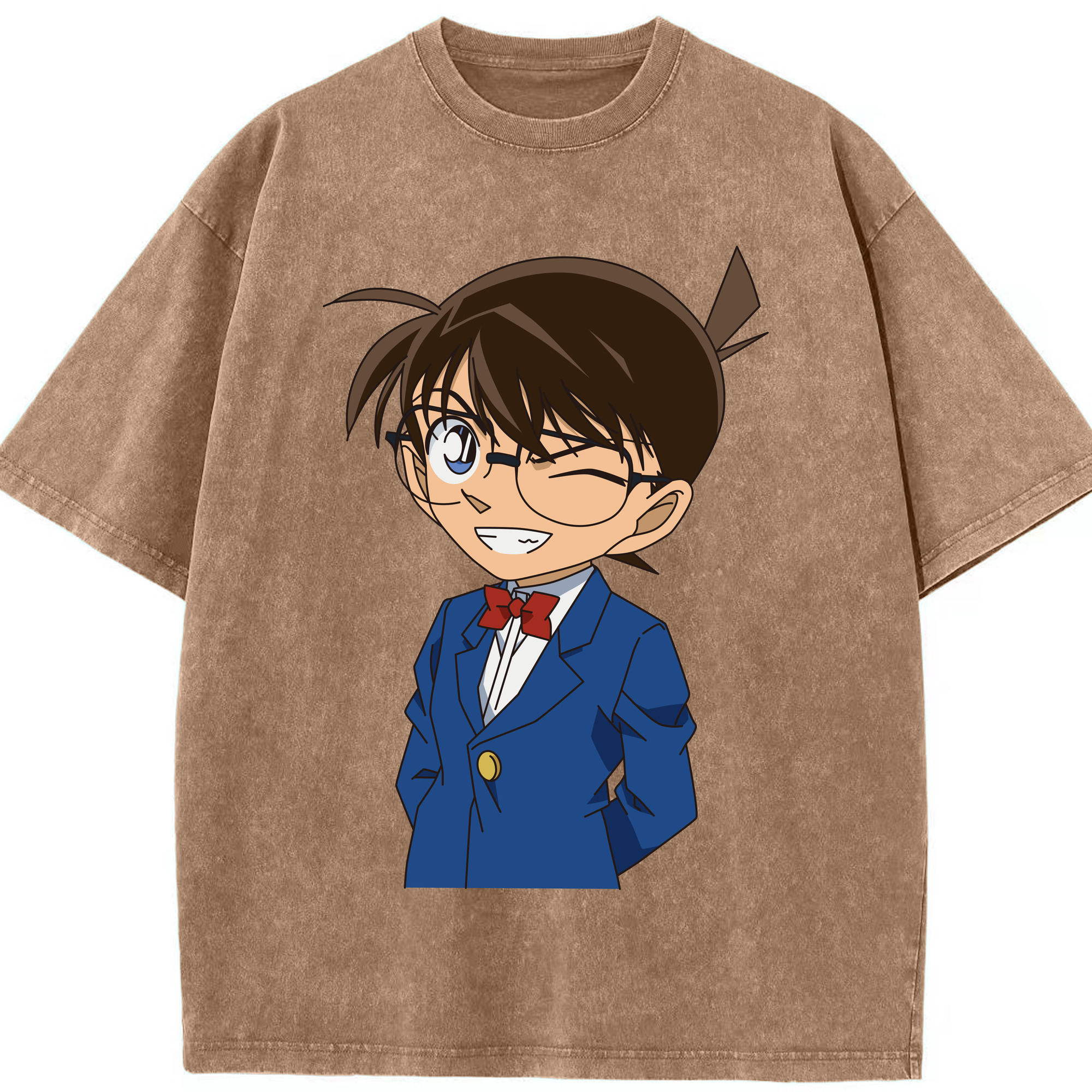 （画像用） 名探偵コナン 江戸川 コナン Detective Conan Conan Edogawa 綿100% ヴィンテージ風 半袖Tシャツ（フロントプリント）