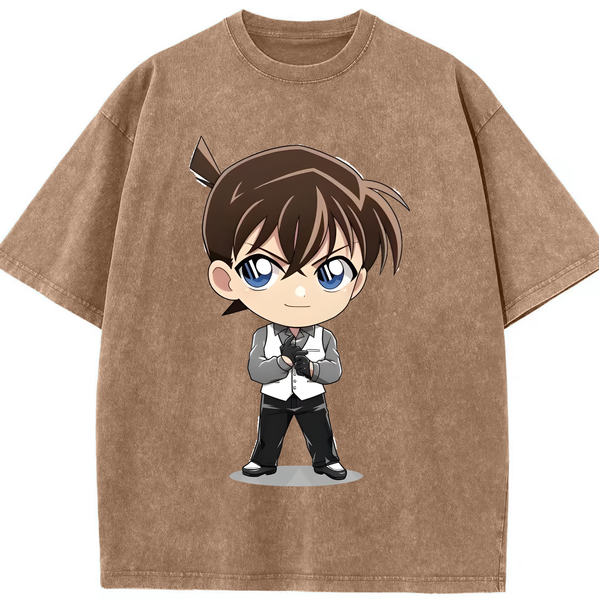 （画像用） 名探偵コナン 江戸川 コナン Detective Conan Conan Edogawa 綿100% ヴィンテージ風 半袖Tシャツ（フロントプリント）