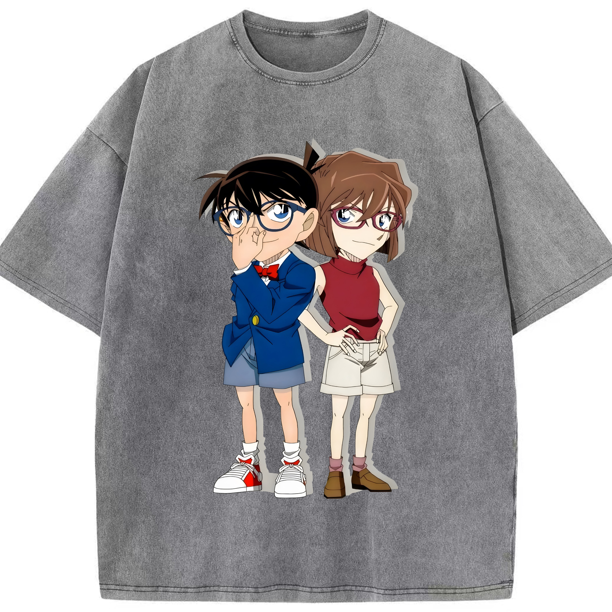 （画像用） 名探偵コナン 灰原 哀 はいばら あい Detective Conan Anita Hailey、Vi Graythorn Haibara Ai 綿100% ヴィンテージ風 半袖Tシャツ（フロントプリント）