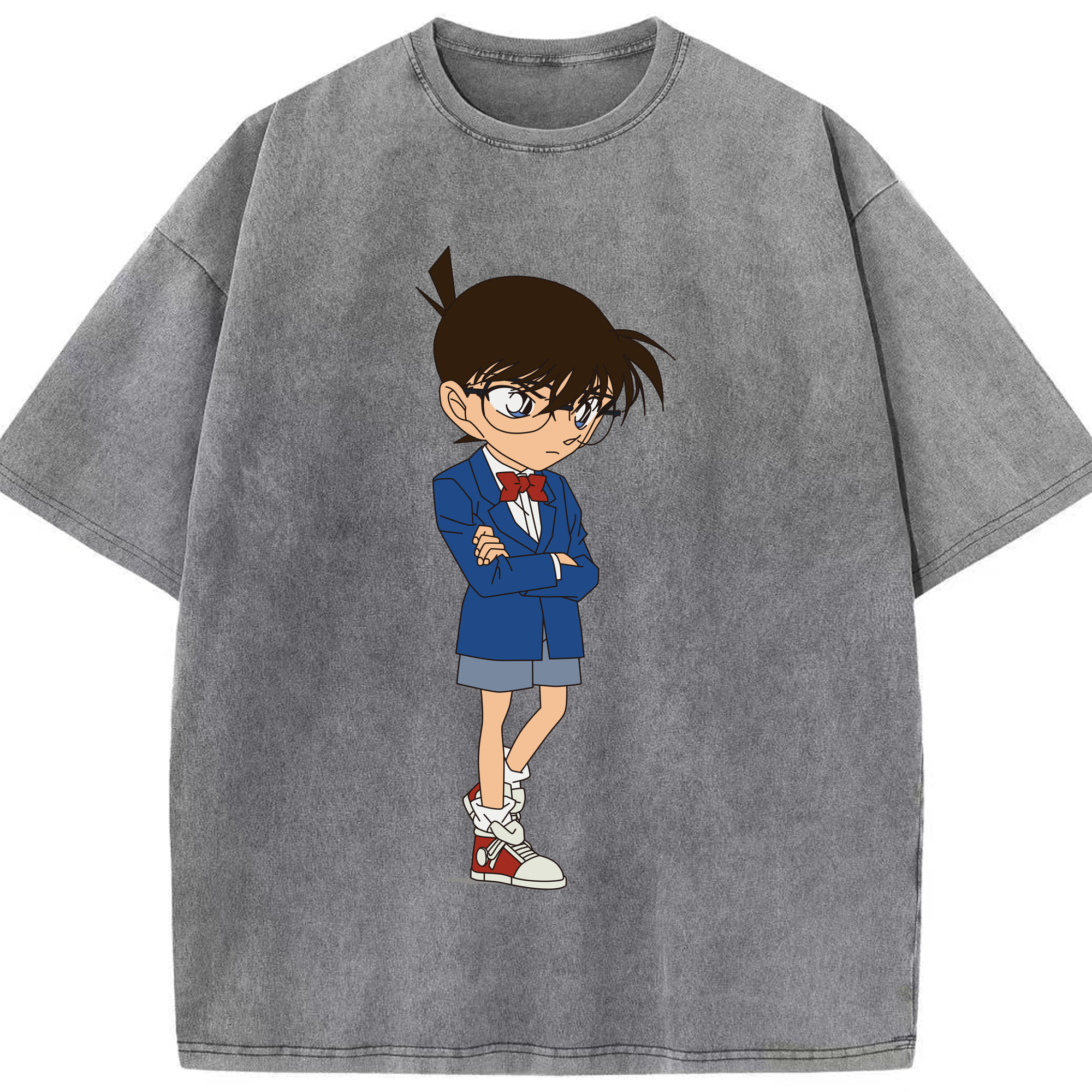 （画像用） 名探偵コナン 江戸川 コナン Detective Conan Conan Edogawa 綿100% ヴィンテージ風 半袖Tシャツ（フロントプリント）
