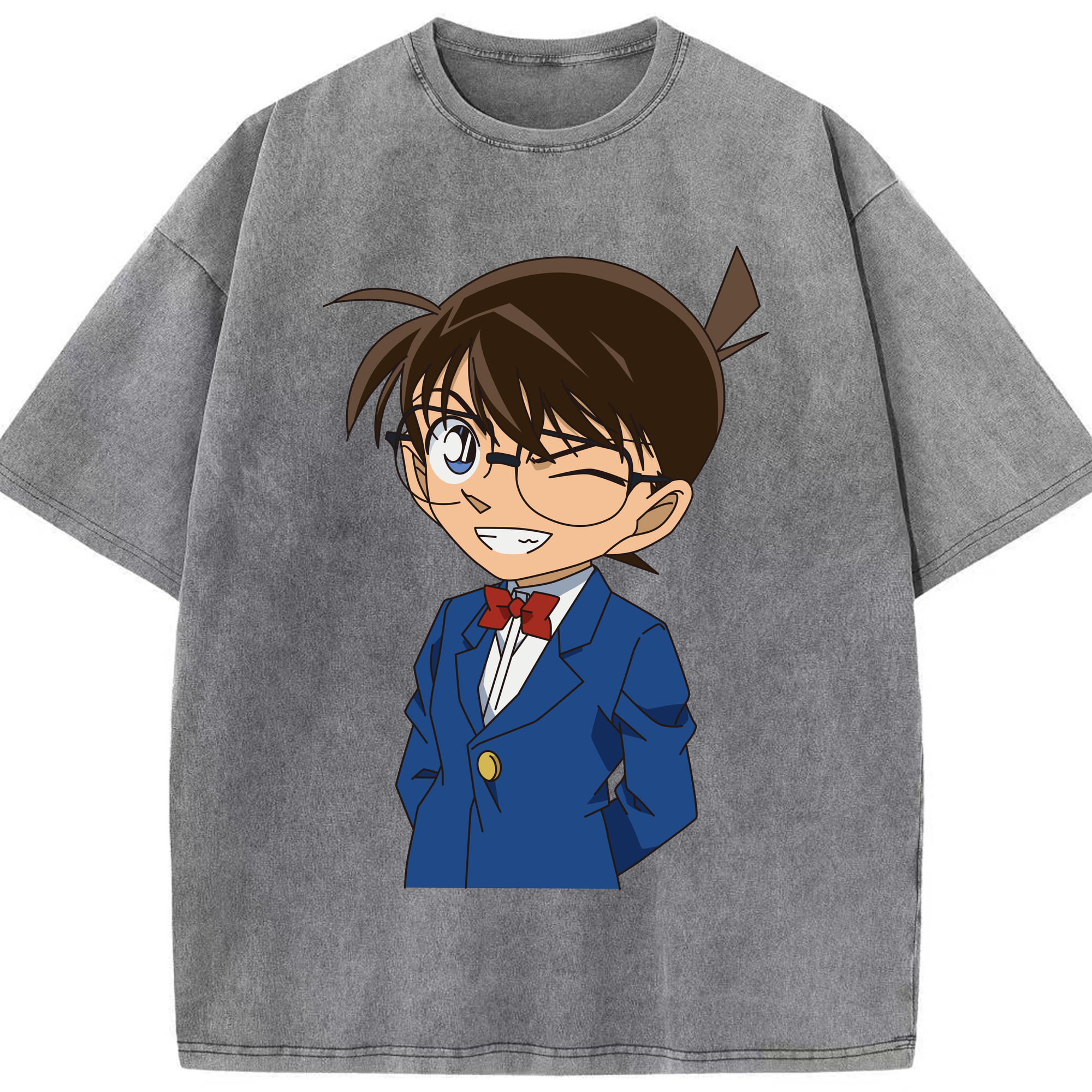 （画像用） 名探偵コナン 江戸川 コナン Detective Conan Conan Edogawa 綿100% ヴィンテージ風 半袖Tシャツ（フロントプリント）