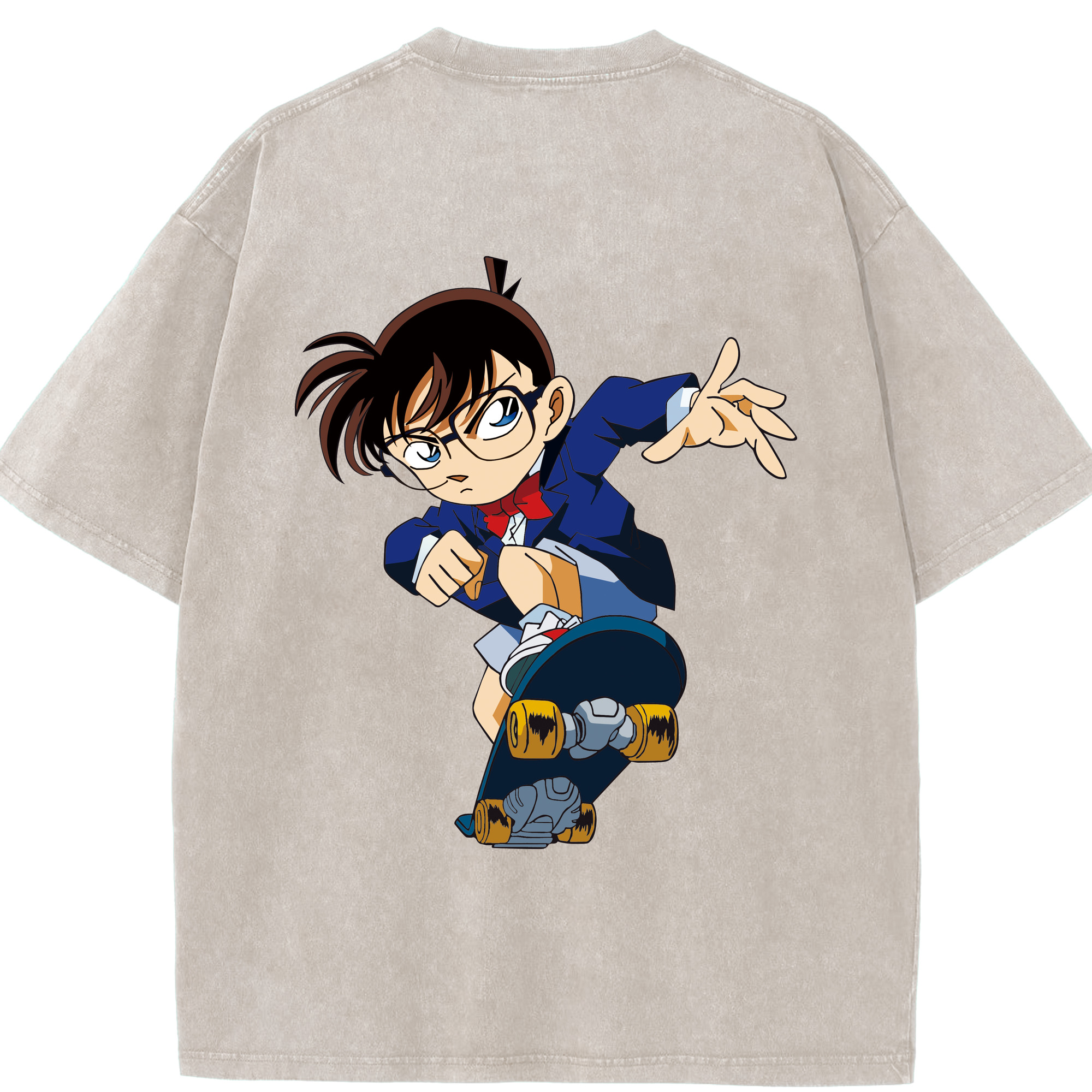 （画像用） 名探偵コナン 江戸川 コナン Detective Conan Conan Edogawa 綿100% ヴィンテージ風 半袖Tシャツ（背面プリント）
