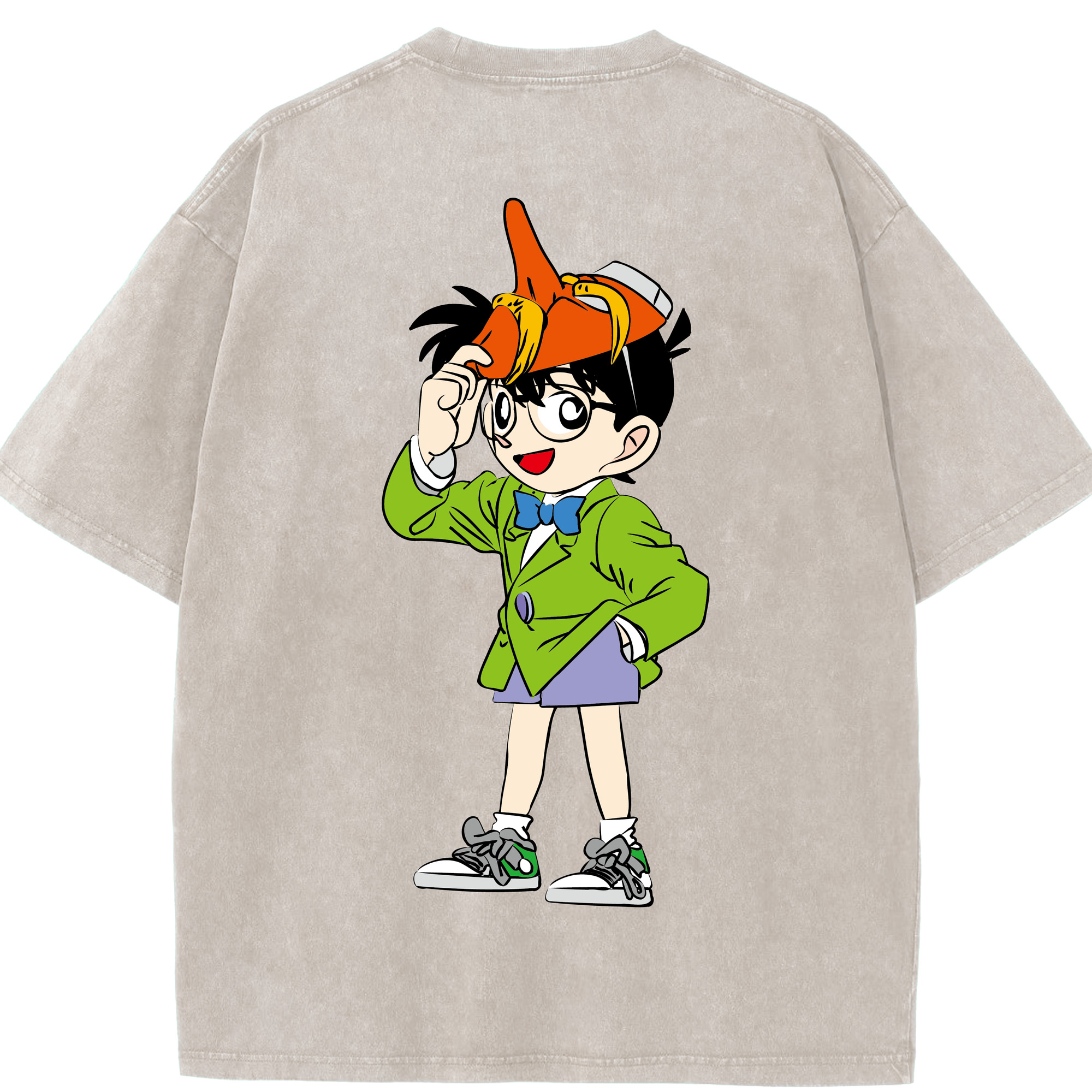 （画像用） 名探偵コナン 江戸川 コナン Detective Conan Conan Edogawa 綿100% ヴィンテージ風 半袖Tシャツ（背面プリント）