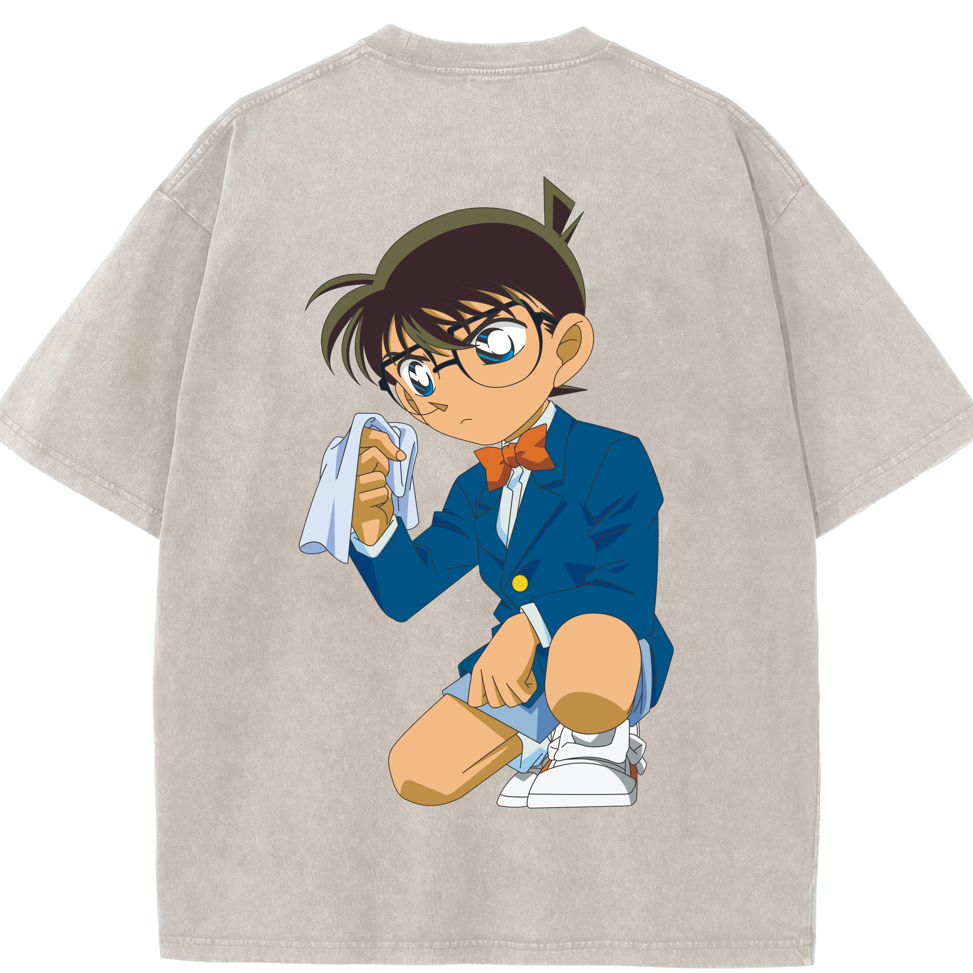 （画像用） 名探偵コナン 江戸川 コナン Detective Conan Conan Edogawa 綿100% ヴィンテージ風 半袖Tシャツ（背面プリント）