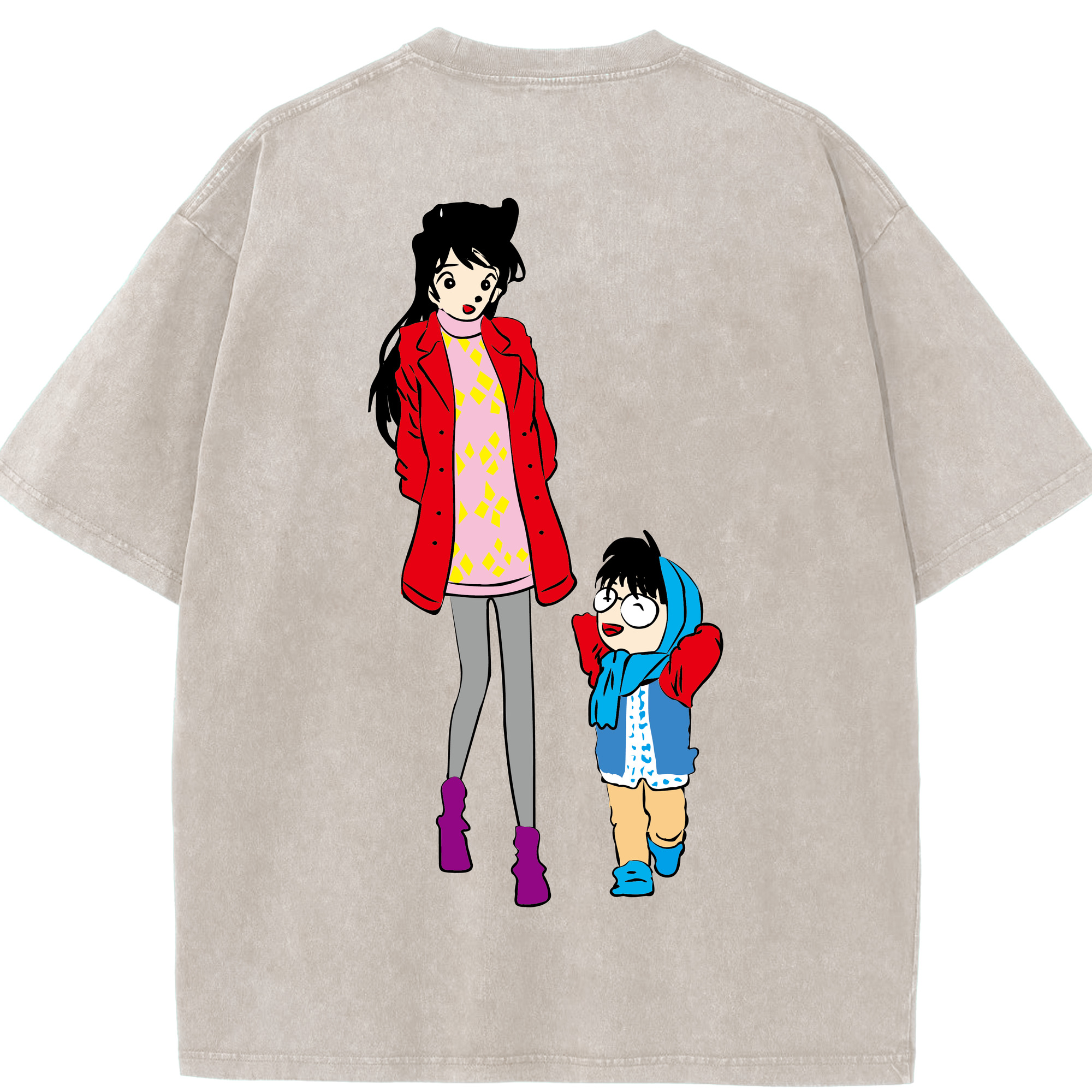 （画像用） 名探偵コナン 江戸川 コナン Detective Conan Conan Edogawa 綿100% ヴィンテージ風 半袖Tシャツ（背面プリント）