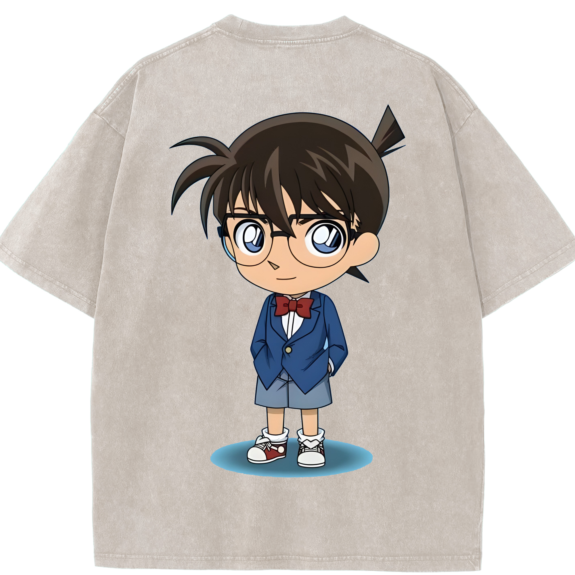 （画像用） 名探偵コナン 江戸川 コナン Detective Conan Conan Edogawa 綿100% ヴィンテージ風 半袖Tシャツ（背面プリント）