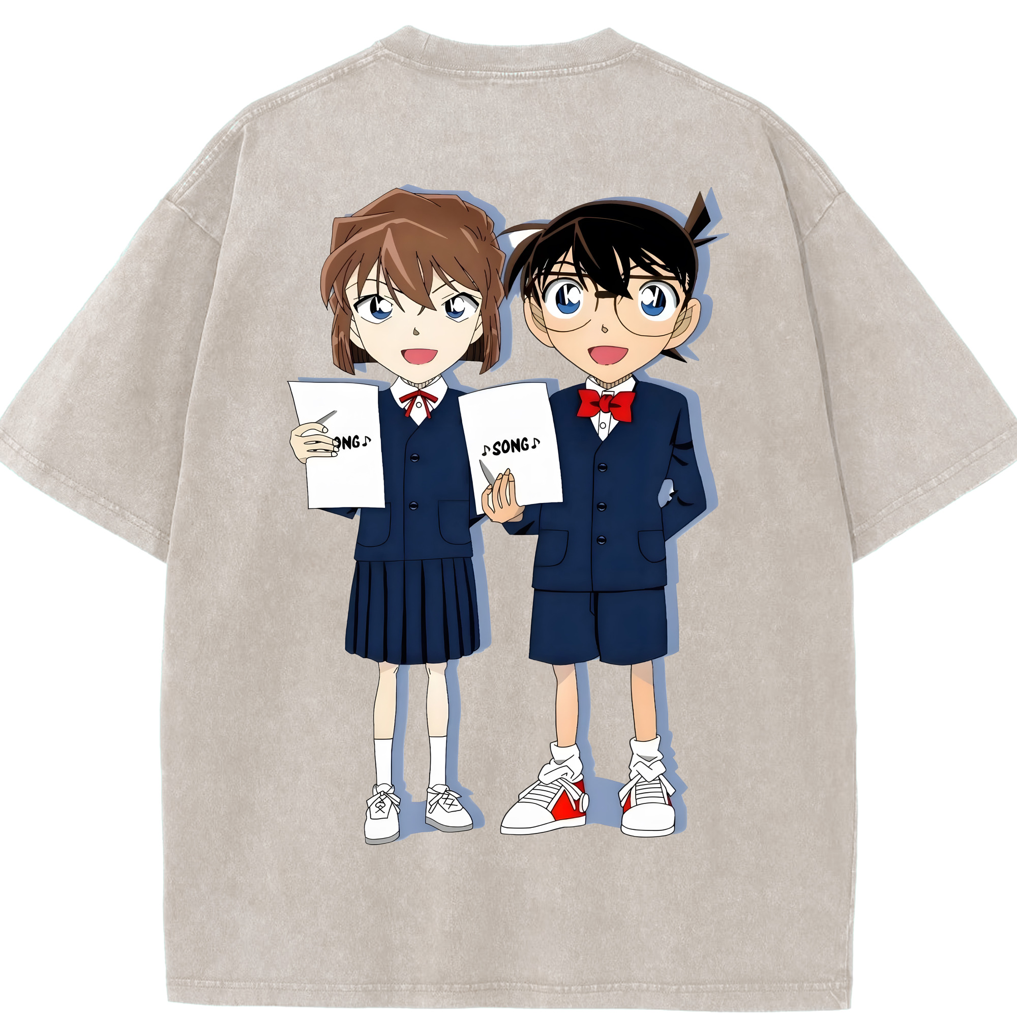 （画像用） 名探偵コナン 灰原 哀 はいばら あい Detective Conan Anita Hailey、Vi Graythorn Haibara Ai 綿100% ヴィンテージ風 半袖Tシャツ（背面プリント）