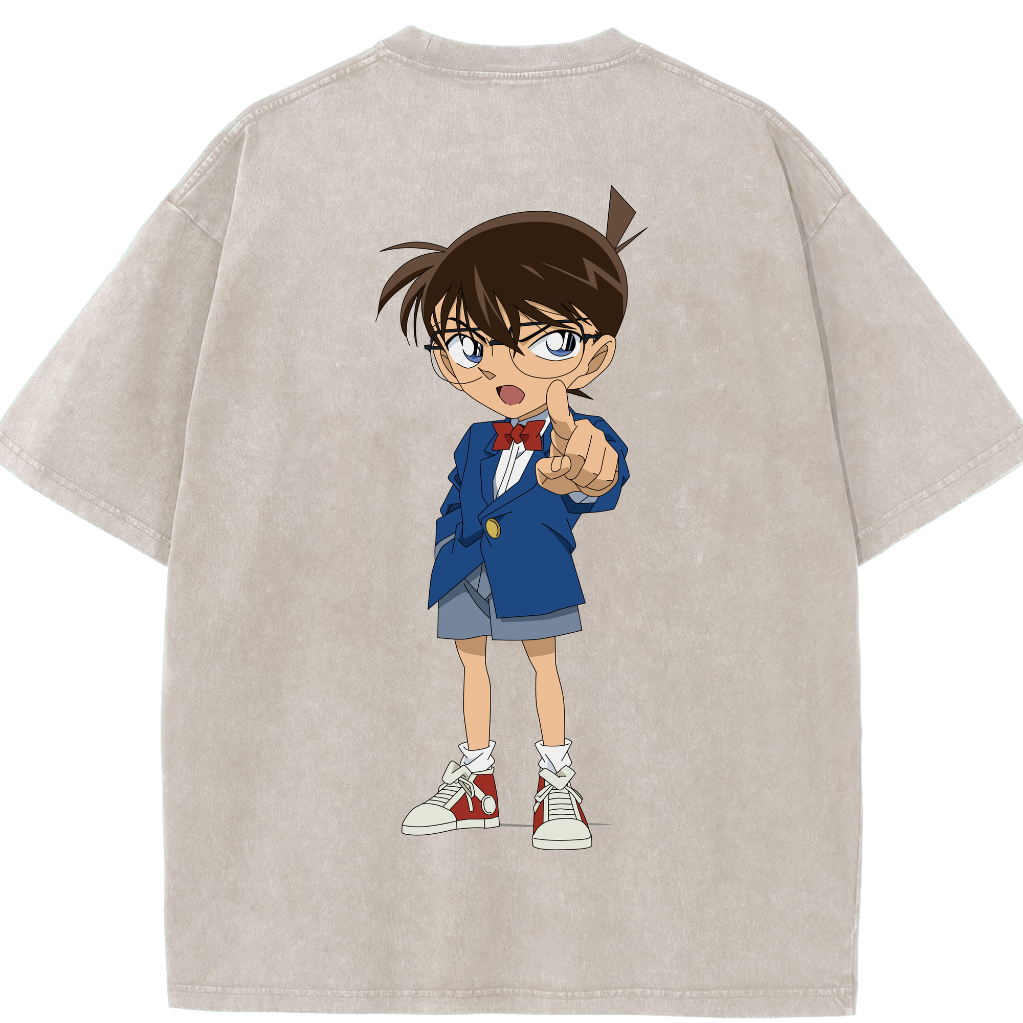 （画像用） 名探偵コナン 江戸川 コナン Detective Conan Conan Edogawa 綿100% ヴィンテージ風 半袖Tシャツ（背面プリント）