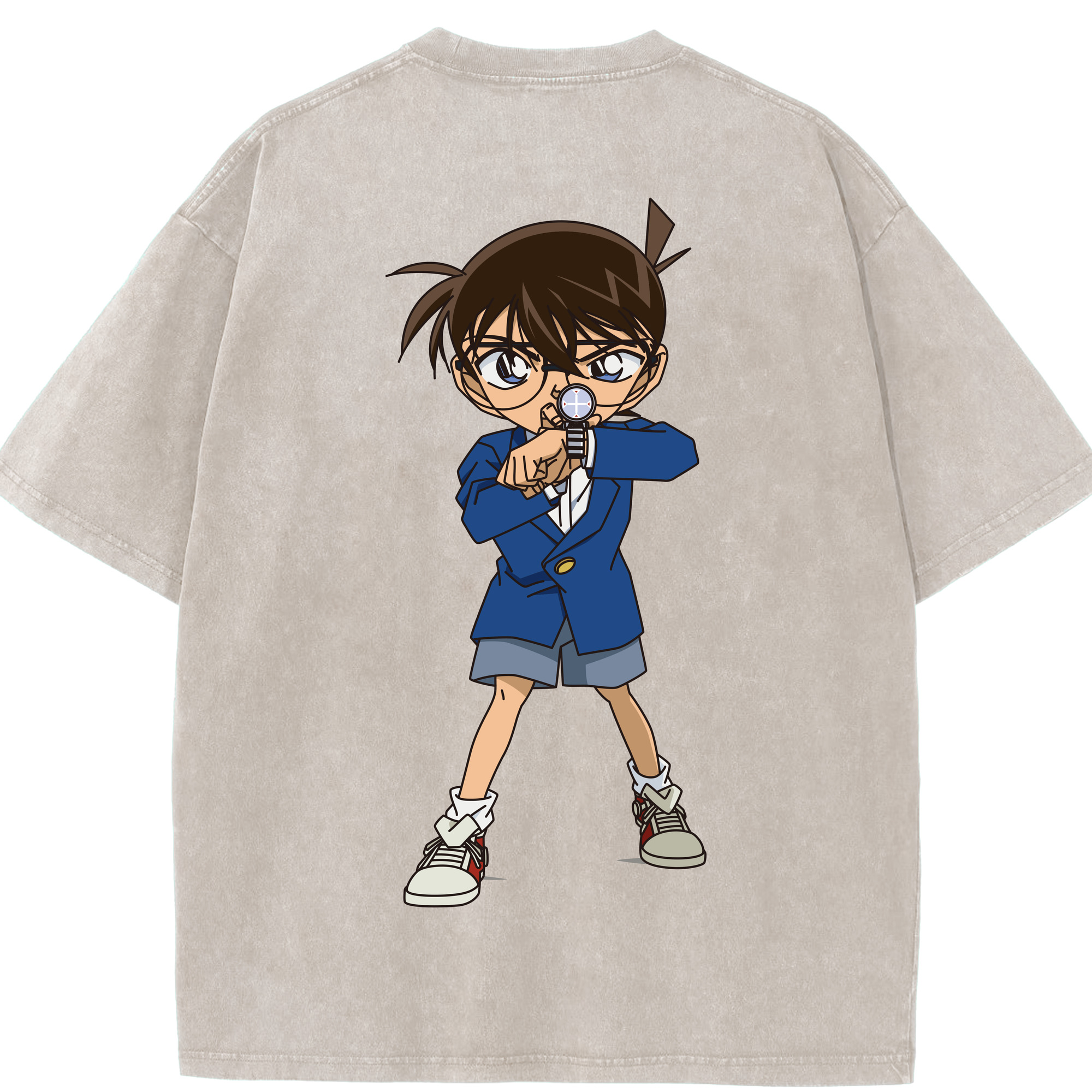 （画像用） 名探偵コナン 江戸川 コナン Detective Conan Conan Edogawa 綿100% ヴィンテージ風 半袖Tシャツ（背面プリント）