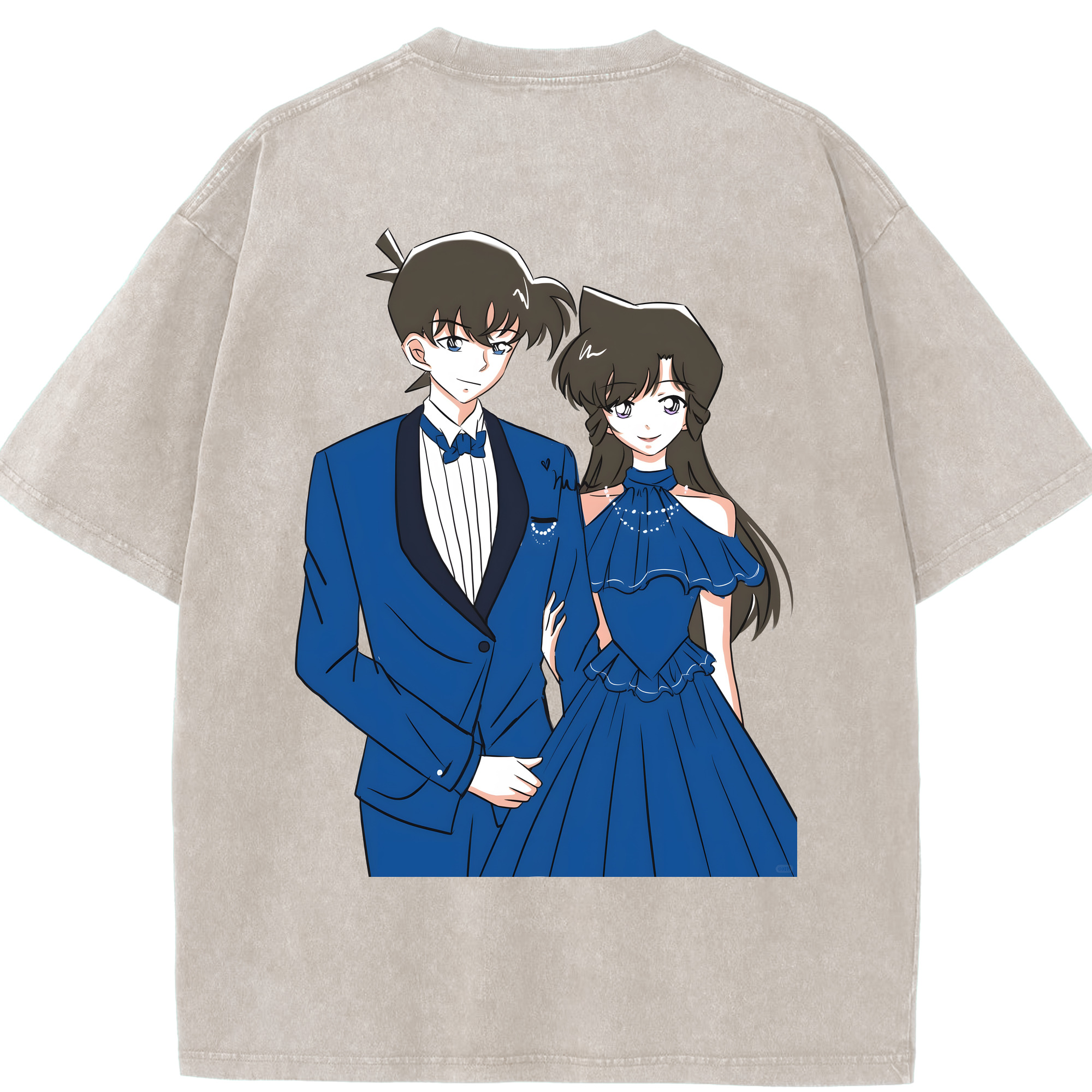 （画像用） 名探偵コナン 江戸川 コナン Detective Conan Conan Edogawa 綿100% ヴィンテージ風 半袖Tシャツ（背面プリント）