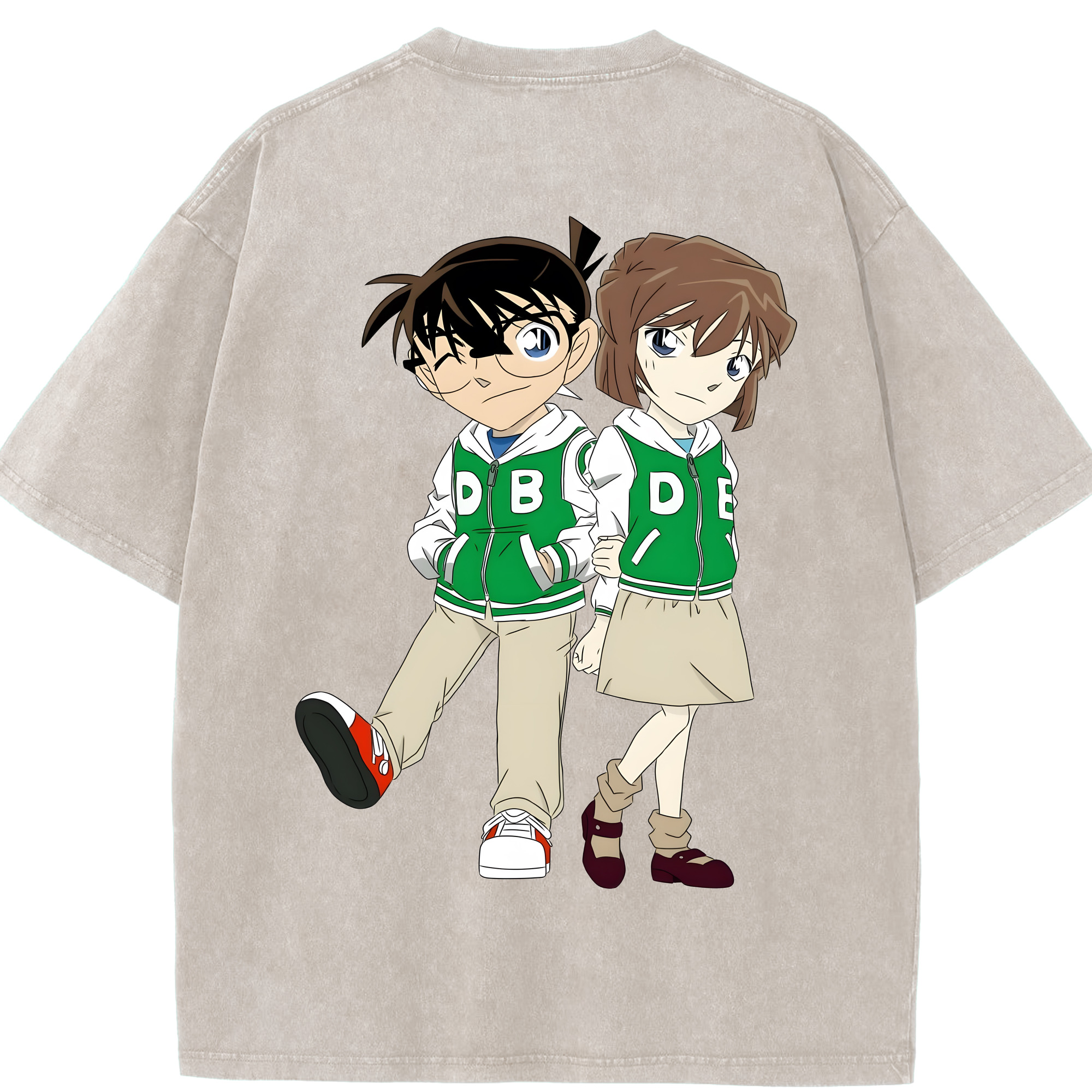 （画像用） 名探偵コナン 江戸川 コナン Detective Conan Conan Edogawa 綿100% ヴィンテージ風 半袖Tシャツ（背面プリント）