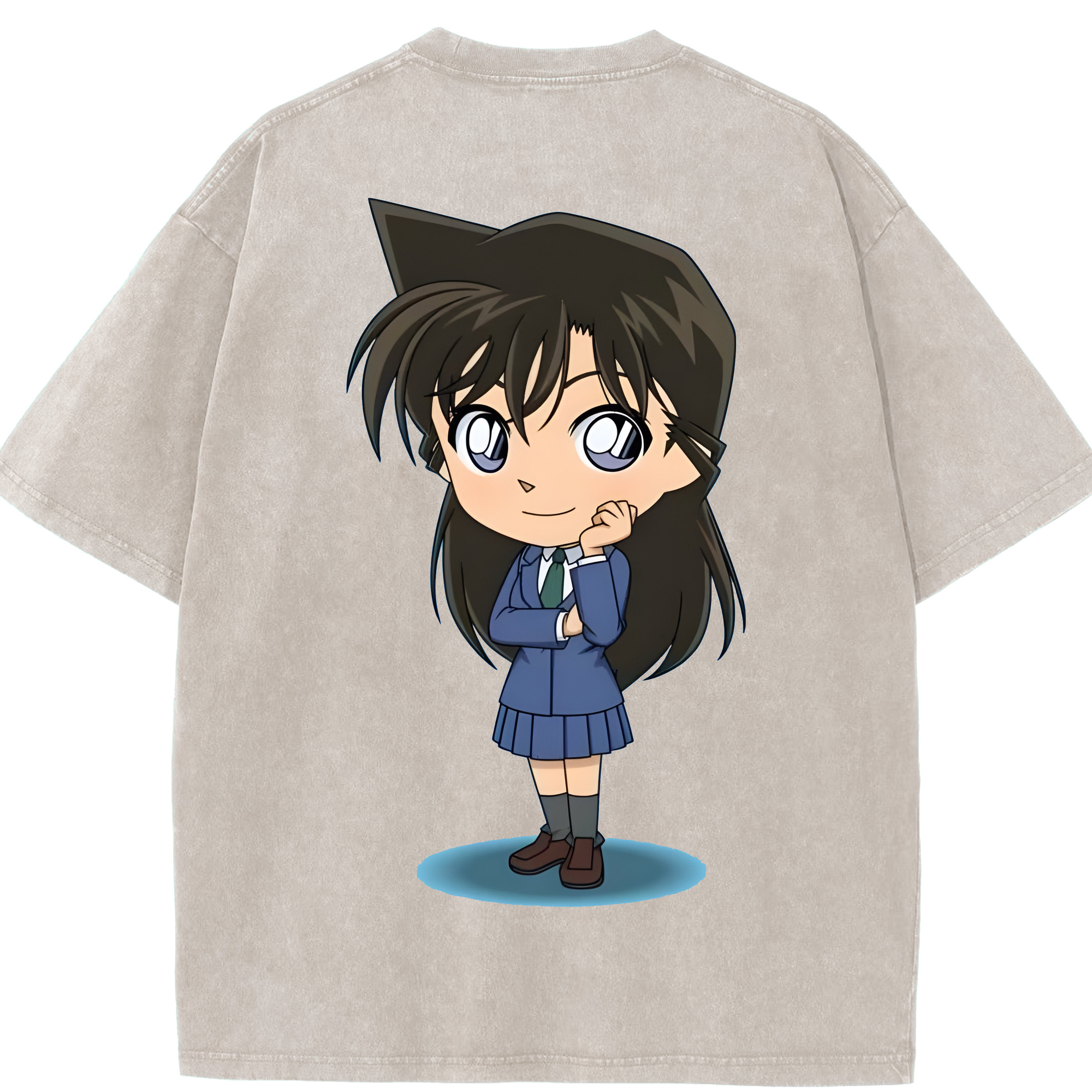 （画像用） 名探偵コナン 毛利 蘭 もうり らん、モーリ ラン Detective Conan Rachel Moore 綿100% ヴィンテージ風 半袖Tシャツ（背面プリント）
