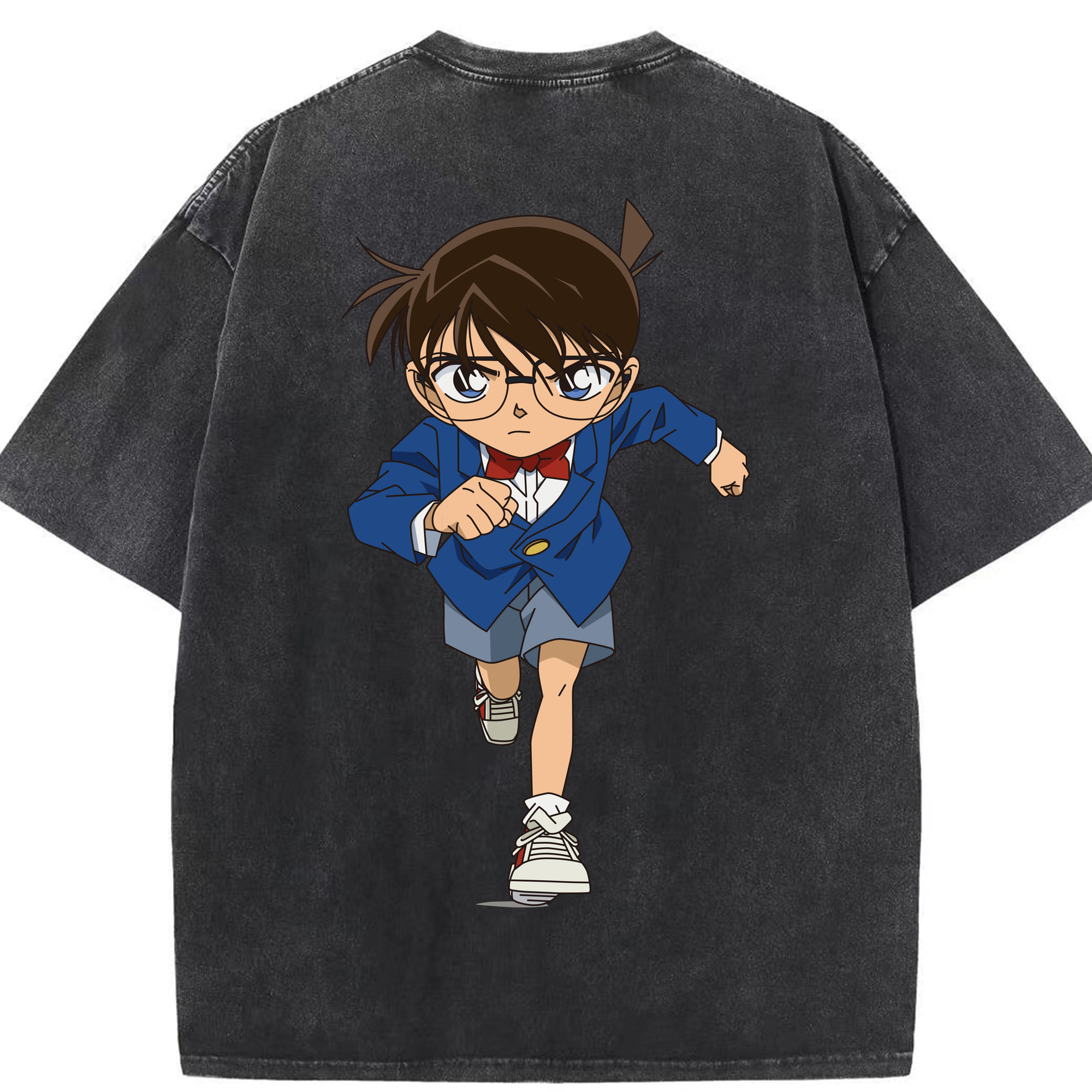 （画像用） 名探偵コナン 江戸川 コナン Detective Conan Conan Edogawa 綿100% ヴィンテージ風 半袖Tシャツ（背面プリント）