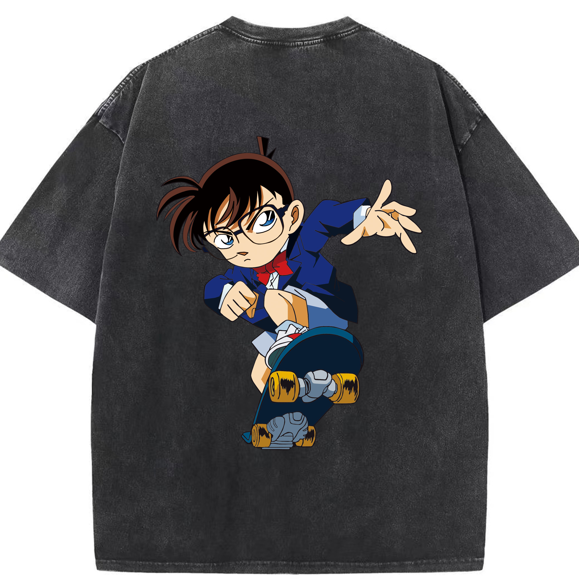 （画像用） 名探偵コナン 江戸川 コナン Detective Conan Conan Edogawa 綿100% ヴィンテージ風 半袖Tシャツ（背面プリント）