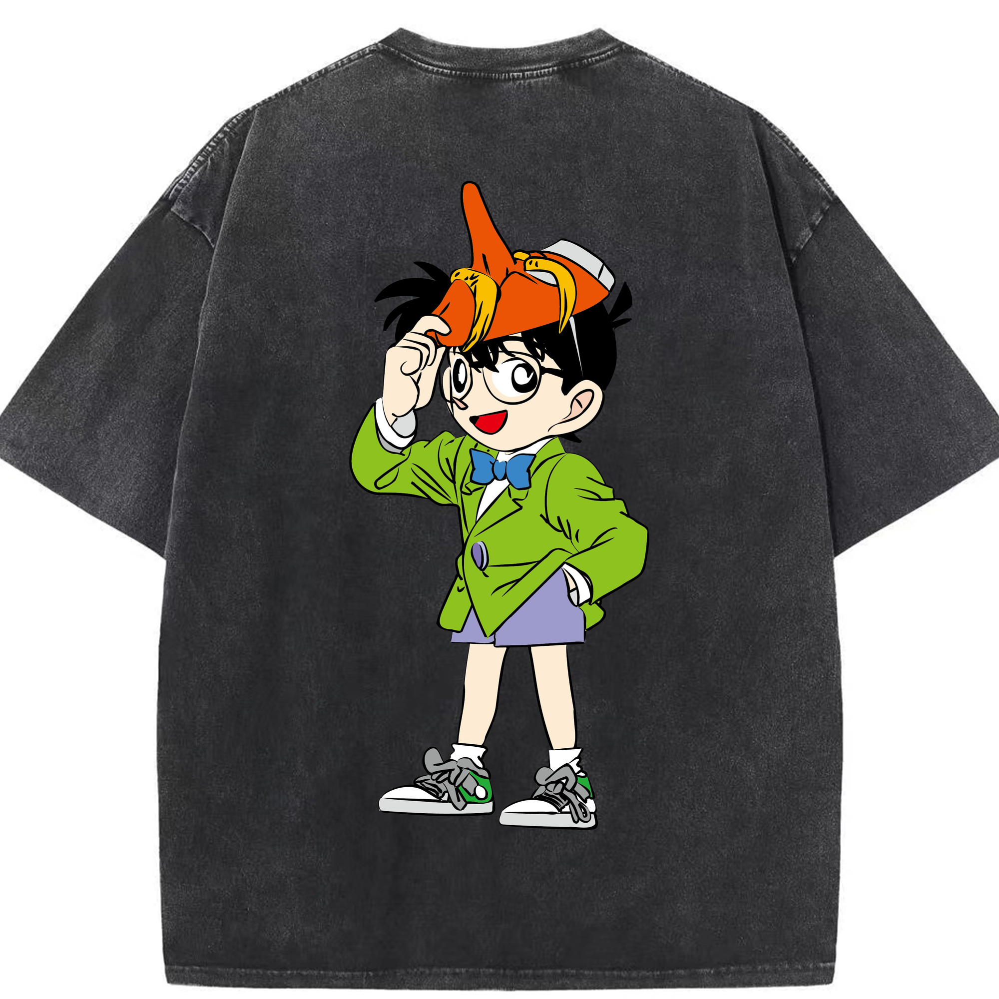（画像用） 名探偵コナン 江戸川 コナン Detective Conan Conan Edogawa 綿100% ヴィンテージ風 半袖Tシャツ（背面プリント）