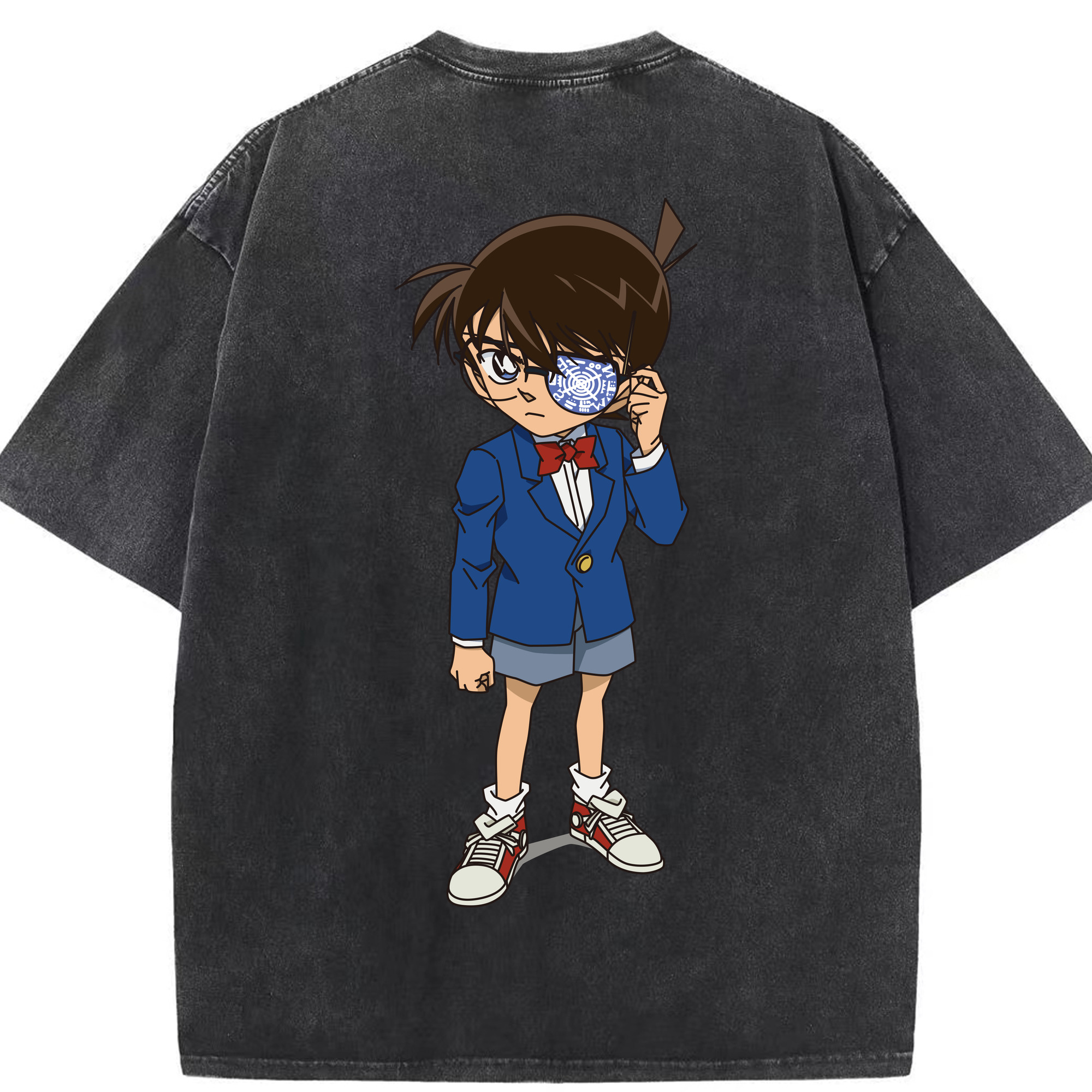 （画像用） 名探偵コナン 江戸川 コナン Detective Conan Conan Edogawa 綿100% ヴィンテージ風 半袖Tシャツ（背面プリント）