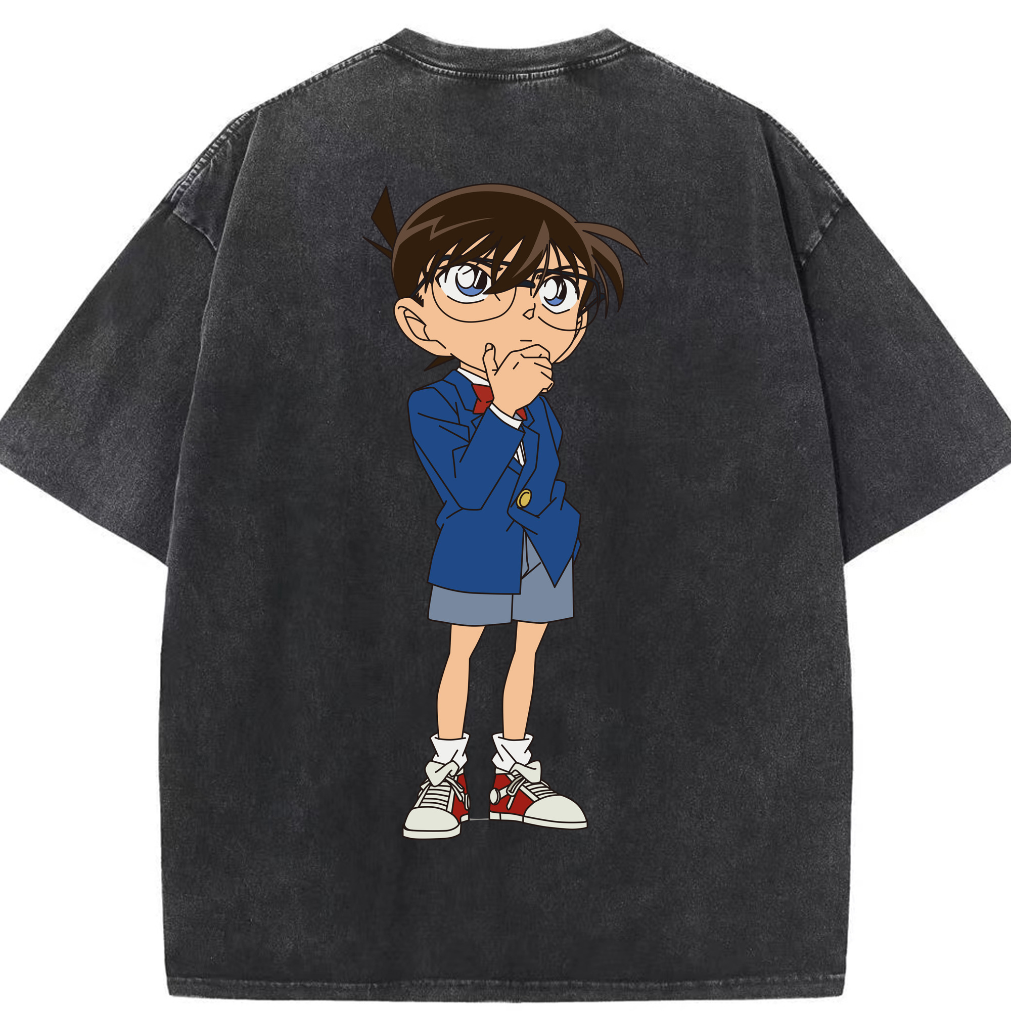 （画像用） 名探偵コナン 江戸川 コナン Detective Conan Conan Edogawa 綿100% ヴィンテージ風 半袖Tシャツ（背面プリント）