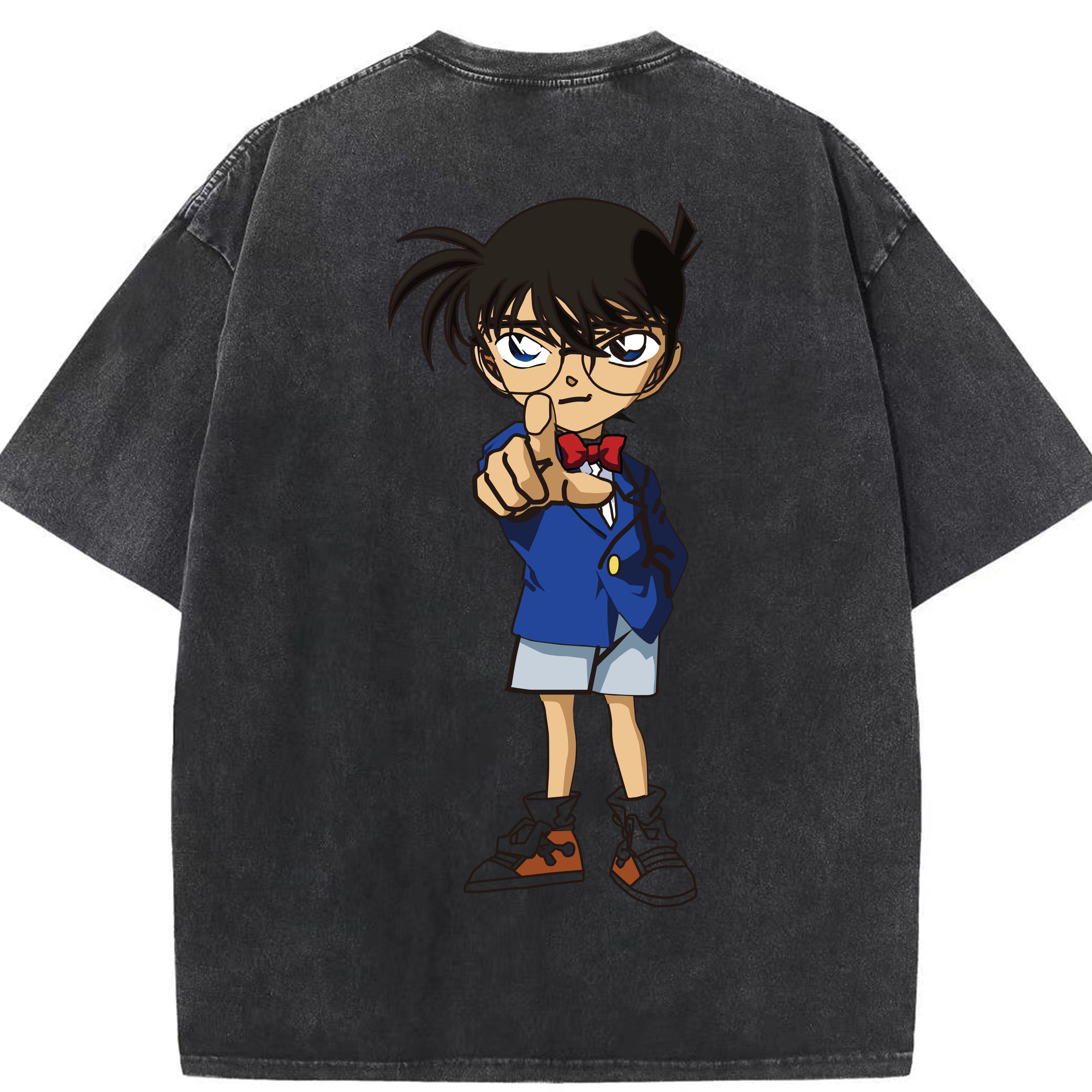 （画像用） 名探偵コナン 江戸川 コナン Detective Conan Conan Edogawa 綿100% ヴィンテージ風 半袖Tシャツ（背面プリント）