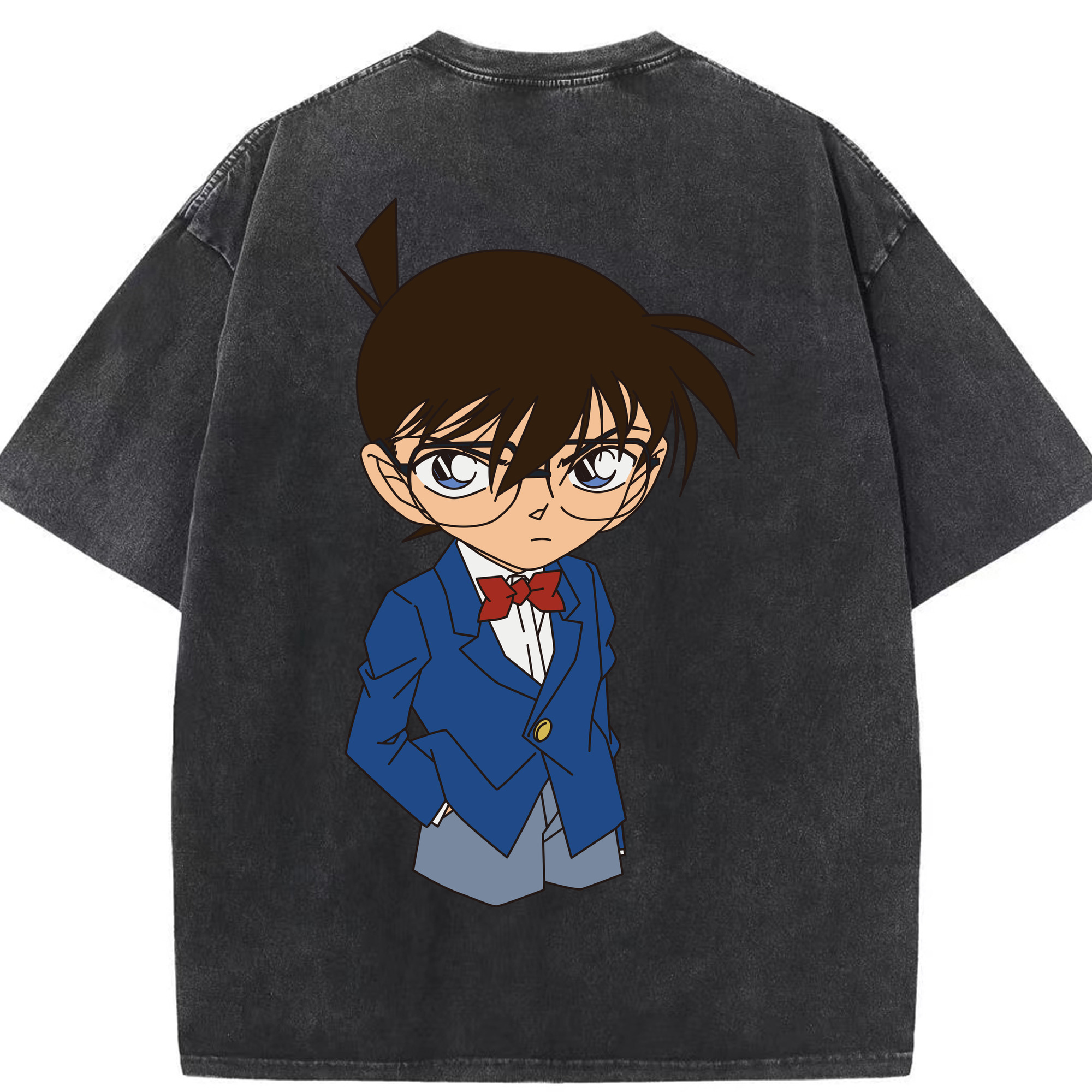 （画像用） 名探偵コナン 江戸川 コナン Detective Conan Conan Edogawa 綿100% ヴィンテージ風 半袖Tシャツ（背面プリント）