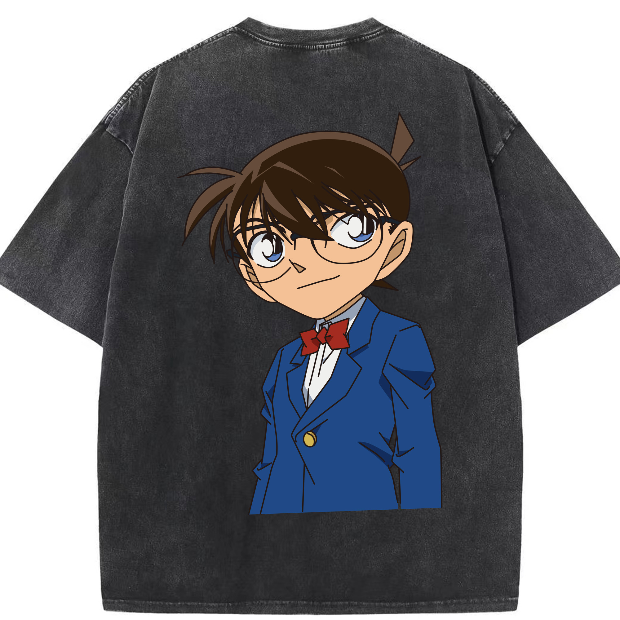 （画像用） 名探偵コナン 江戸川 コナン Detective Conan Conan Edogawa 綿100% ヴィンテージ風 半袖Tシャツ（背面プリント）