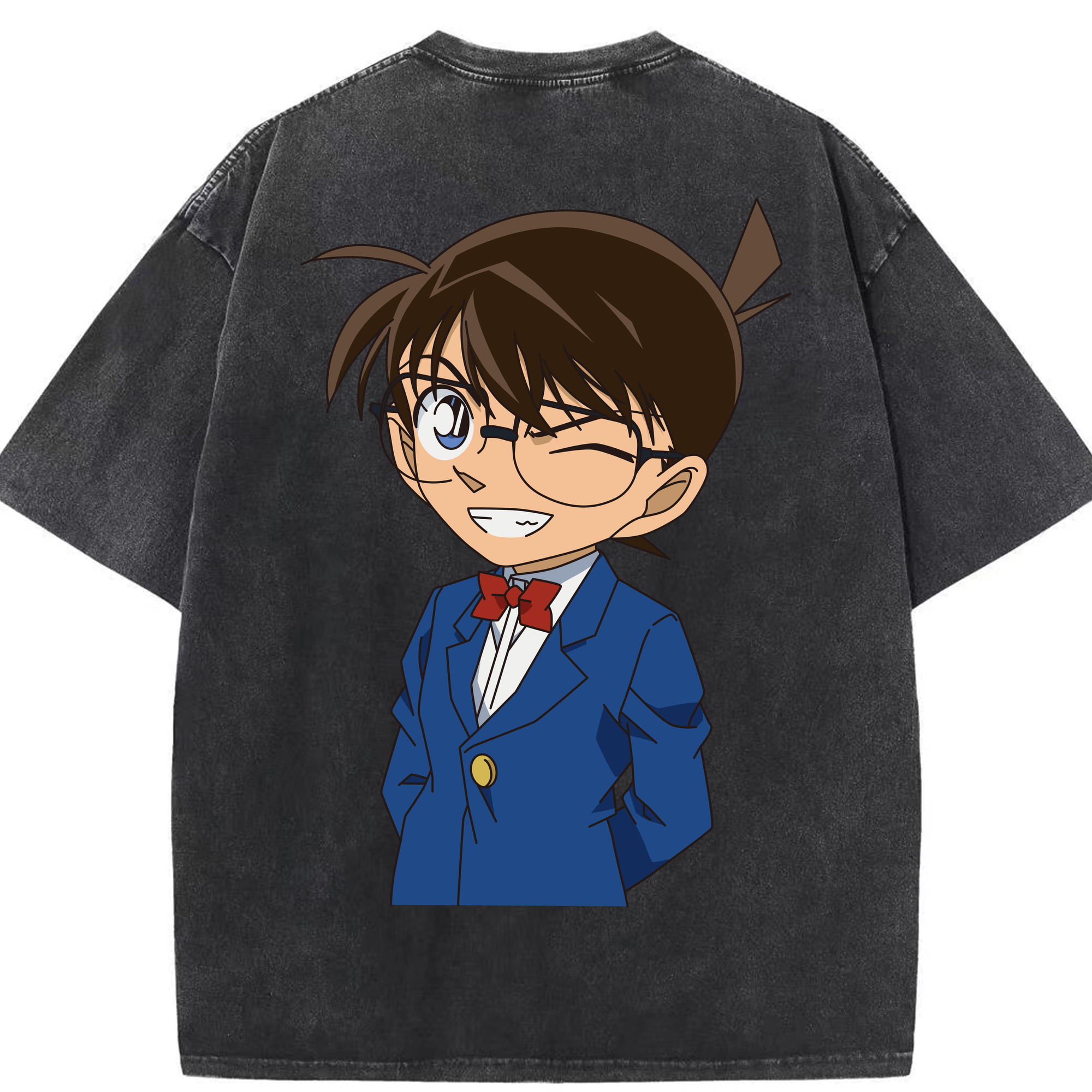 （画像用） 名探偵コナン 江戸川 コナン Detective Conan Conan Edogawa 綿100% ヴィンテージ風 半袖Tシャツ（背面プリント）