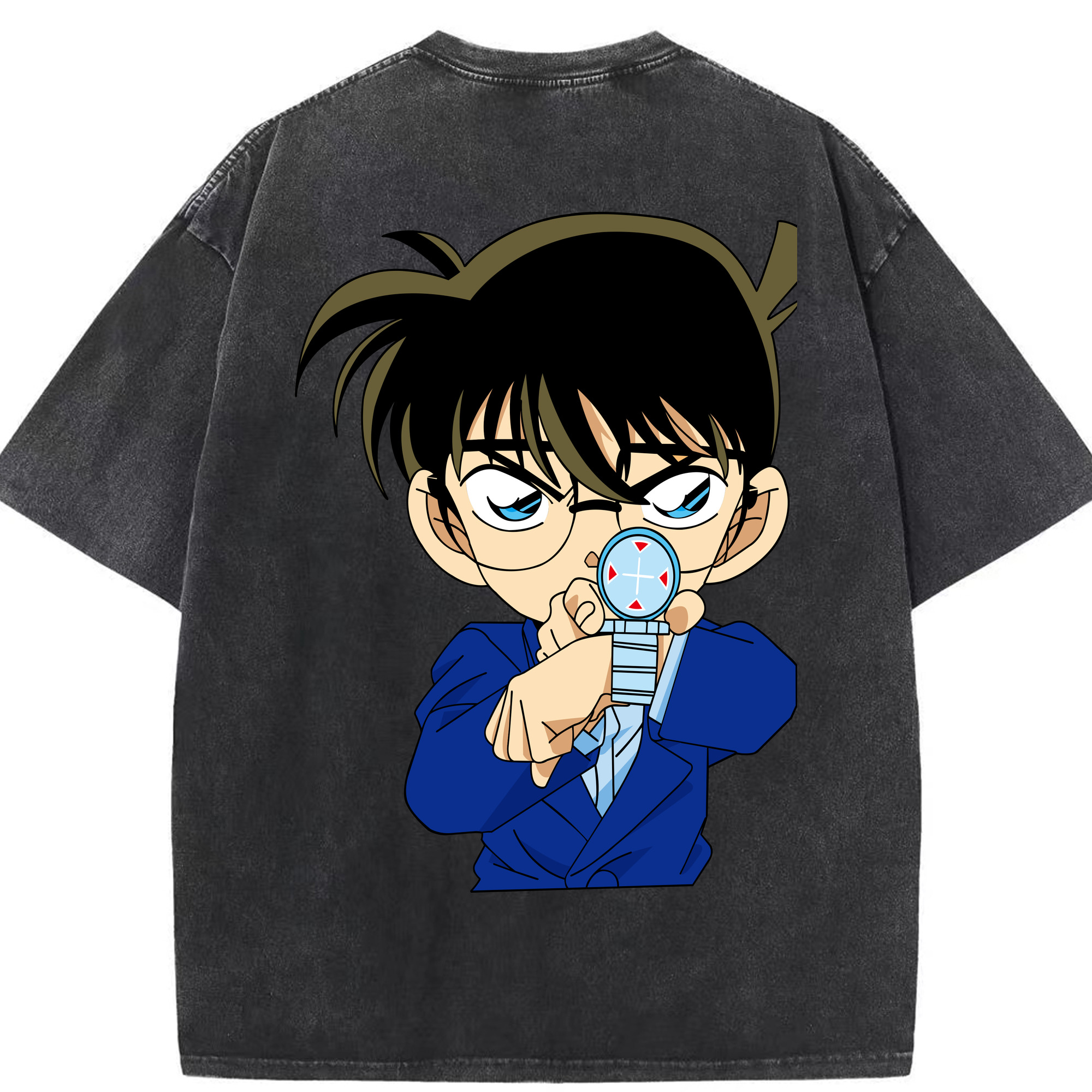 （画像用） 名探偵コナン 江戸川 コナン Detective Conan Conan Edogawa 綿100% ヴィンテージ風 半袖Tシャツ（背面プリント）