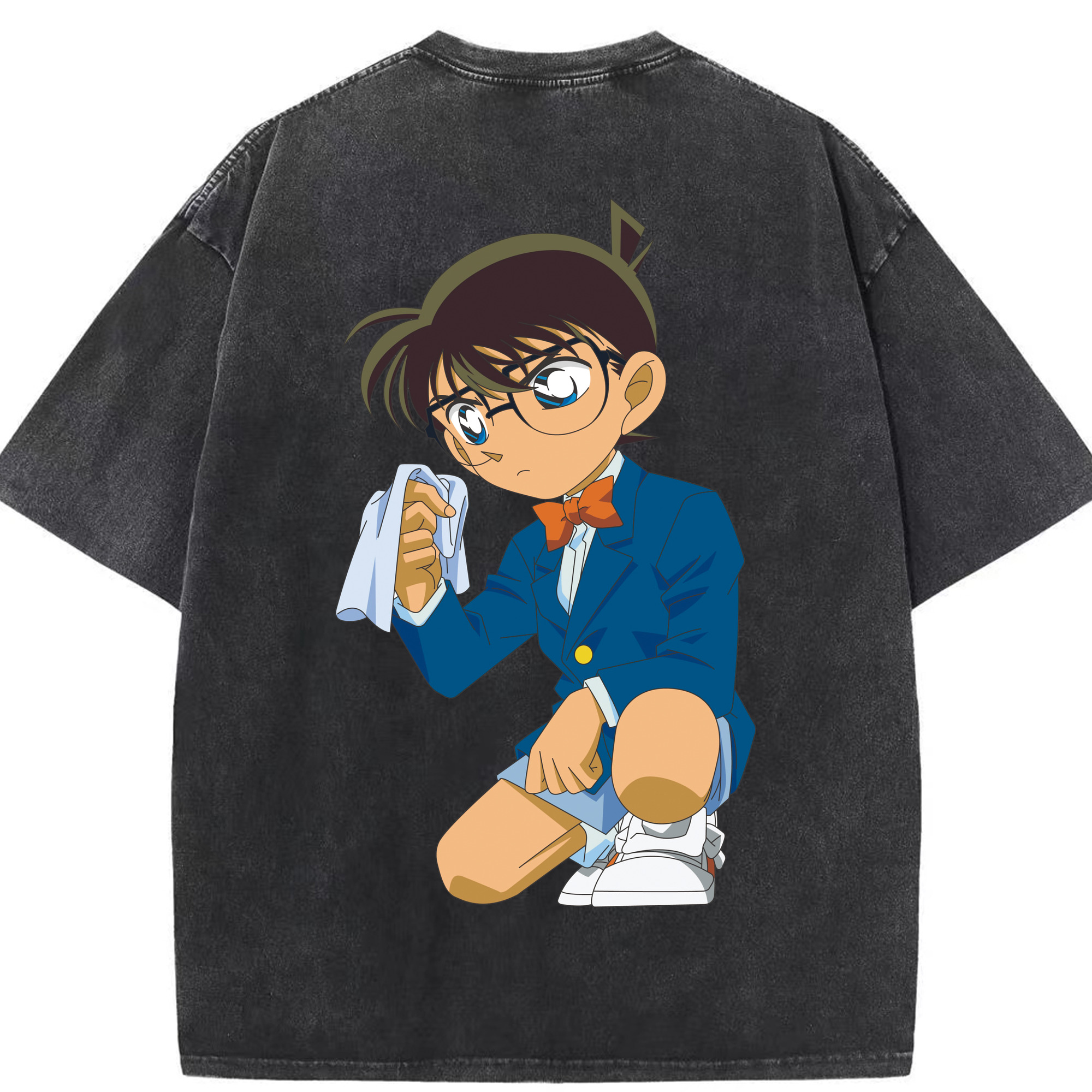 （画像用） 名探偵コナン 江戸川 コナン Detective Conan Conan Edogawa 綿100% ヴィンテージ風 半袖Tシャツ（背面プリント）