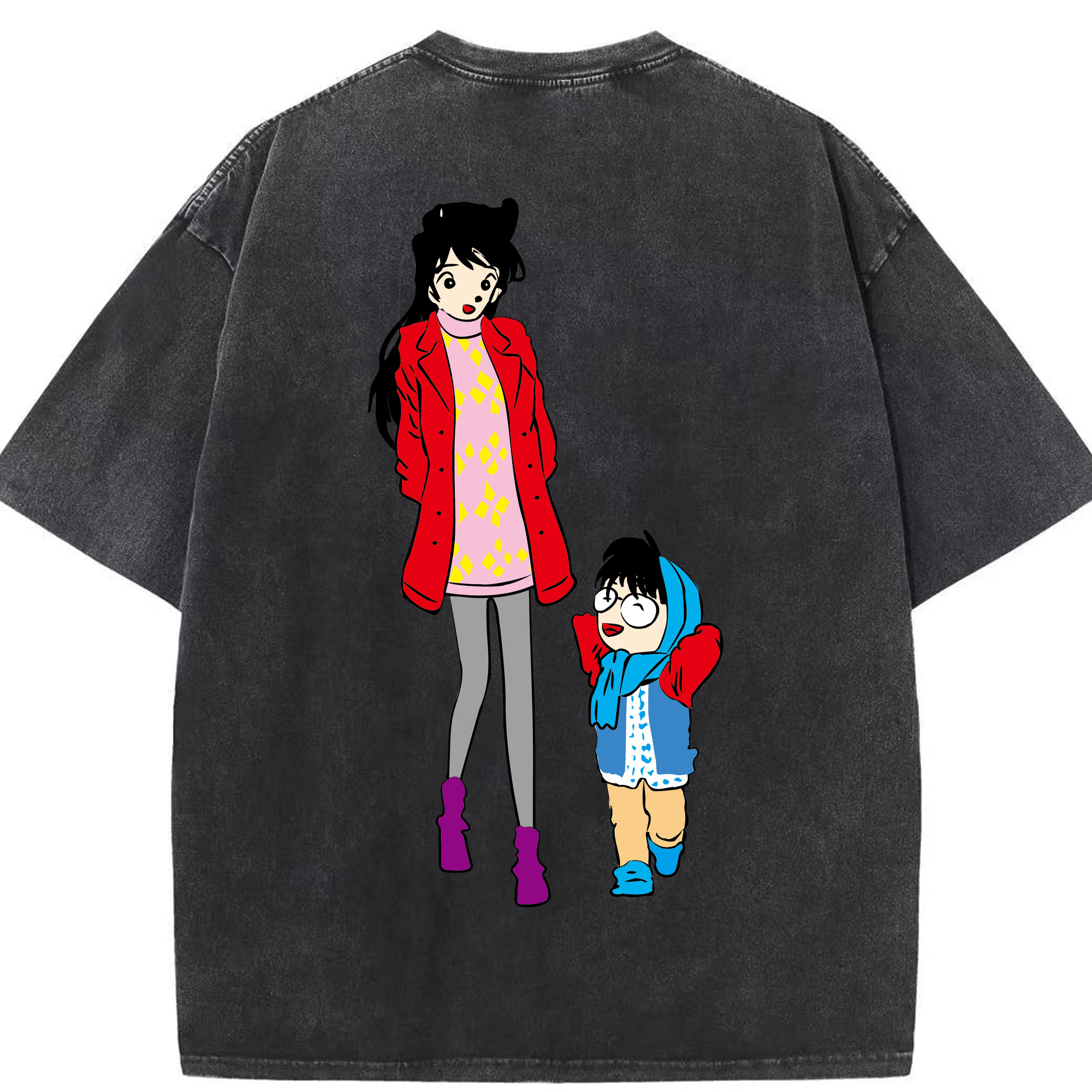 （画像用） 名探偵コナン 江戸川 コナン Detective Conan Conan Edogawa 綿100% ヴィンテージ風 半袖Tシャツ（背面プリント）