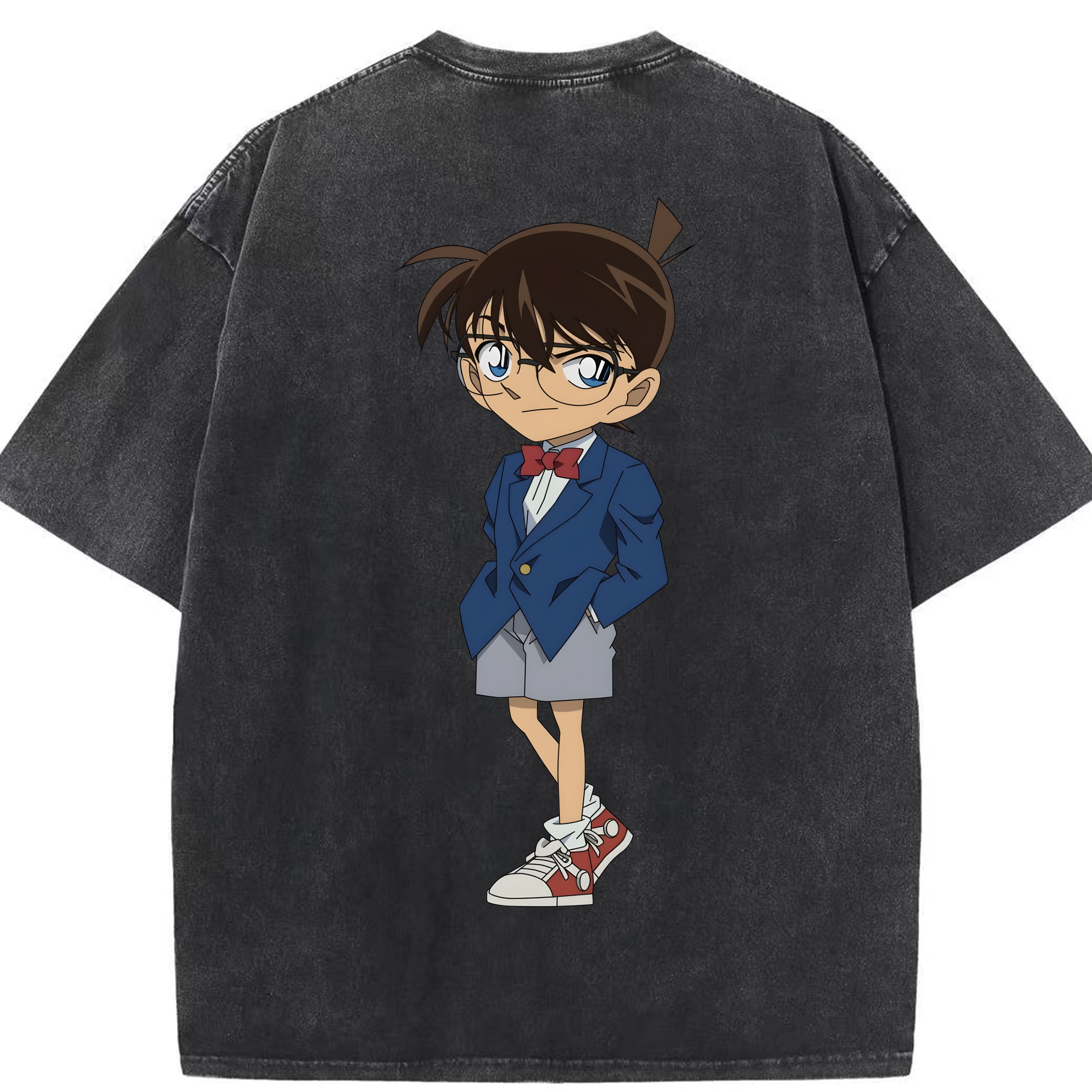 （画像用） 名探偵コナン 江戸川 コナン Detective Conan Conan Edogawa 綿100% ヴィンテージ風 半袖Tシャツ（背面プリント）