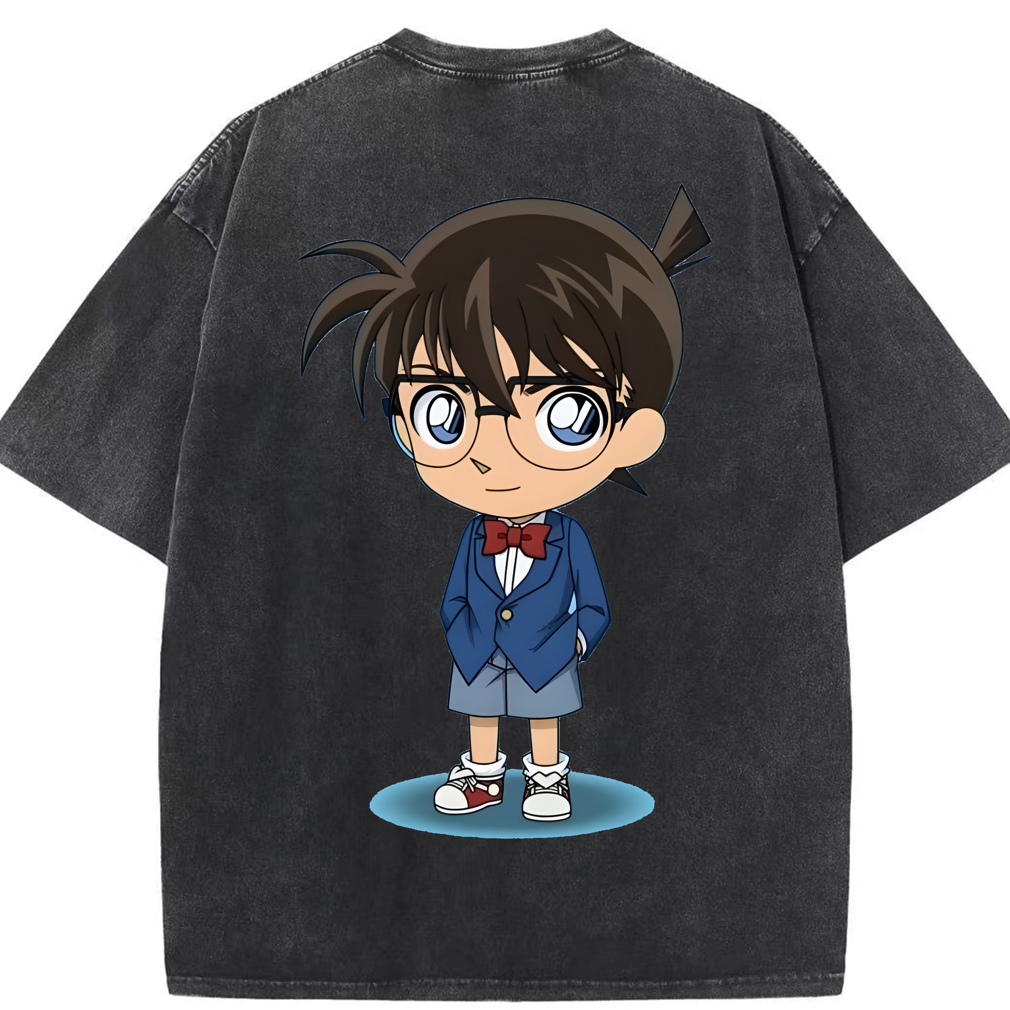 （画像用） 名探偵コナン 江戸川 コナン Detective Conan Conan Edogawa 綿100% ヴィンテージ風 半袖Tシャツ（背面プリント）