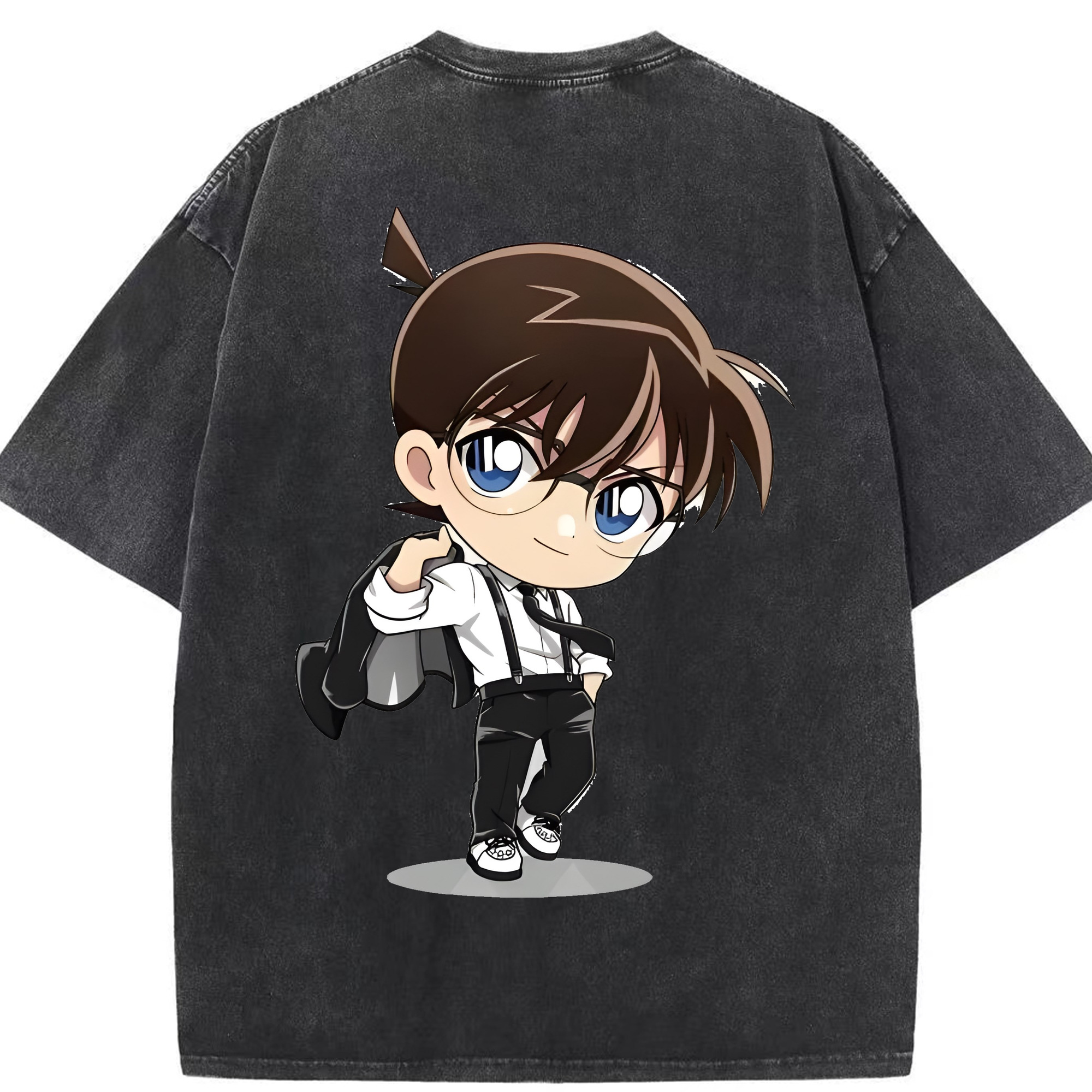 （画像用） 名探偵コナン 江戸川 コナン Detective Conan Conan Edogawa 綿100% ヴィンテージ風 半袖Tシャツ（背面プリント）