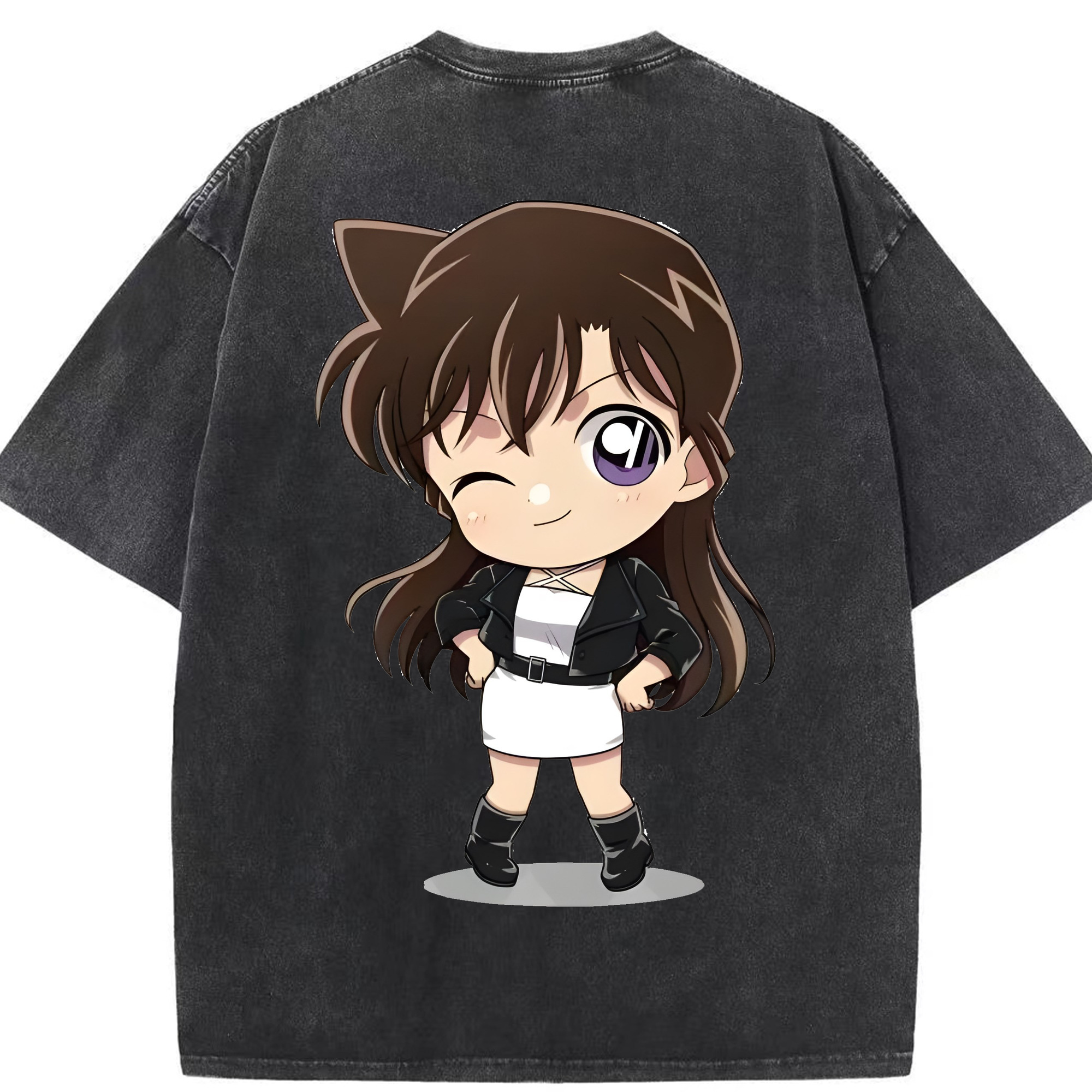 （画像用） 名探偵コナン 毛利 蘭 もうり らん、モーリ ラン Detective Conan Rachel Moore 綿100% ヴィンテージ風 半袖Tシャツ（背面プリント）