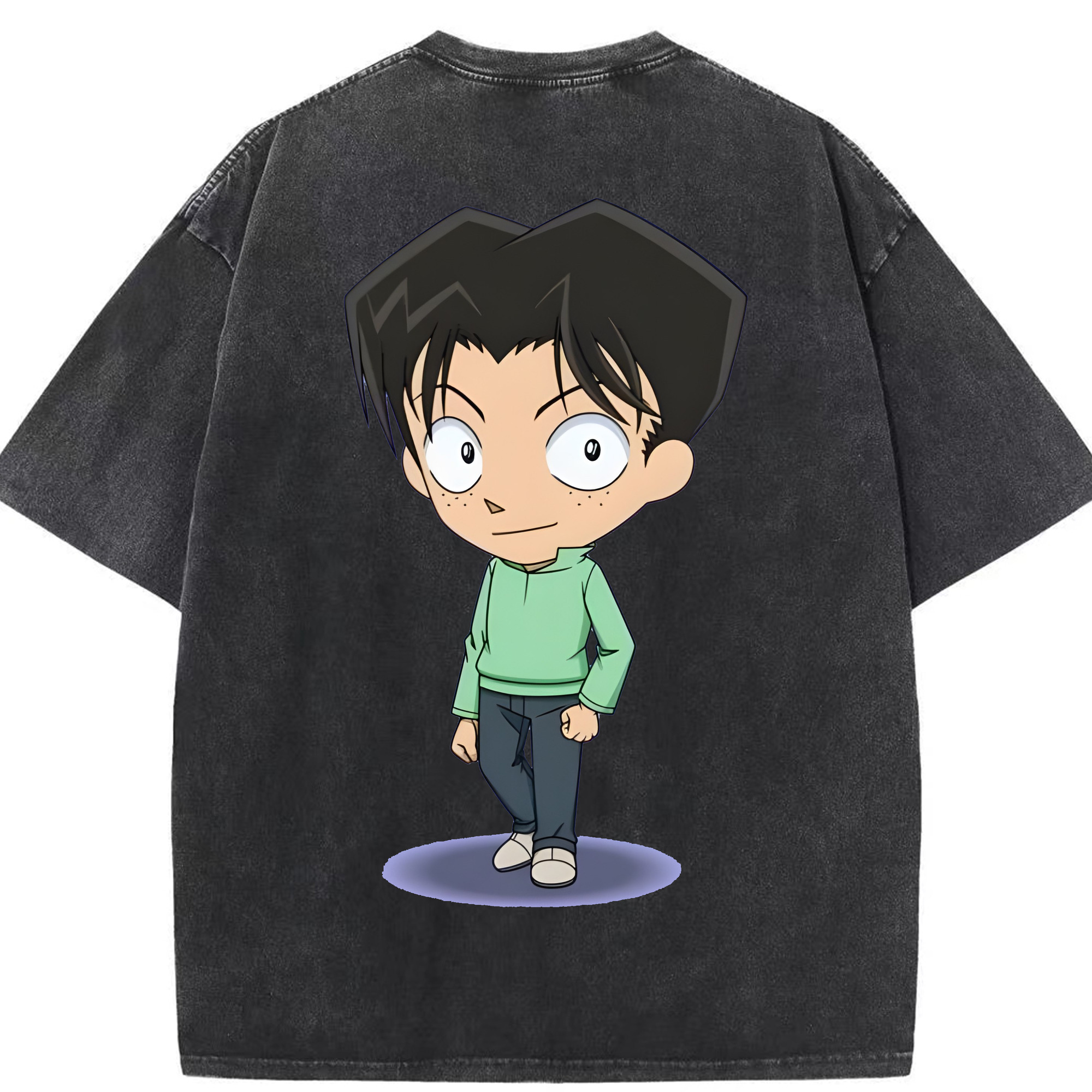 （画像用） 名探偵コナン 円谷 光彦 つぶらや みつひこ Detective Conan Mitch Tennyson 綿100% ヴィンテージ風 半袖Tシャツ（背面プリント）
