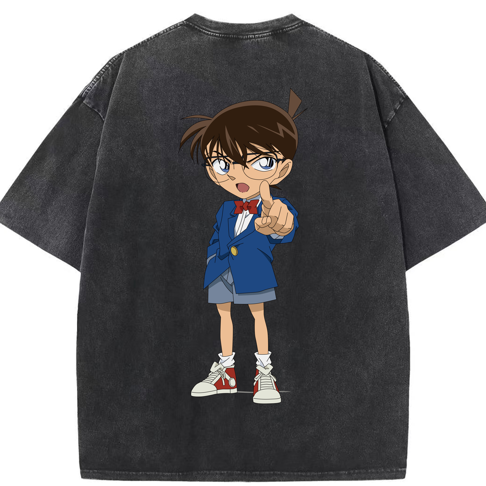 （画像用） 名探偵コナン 江戸川 コナン Detective Conan Conan Edogawa 綿100% ヴィンテージ風 半袖Tシャツ（背面プリント）