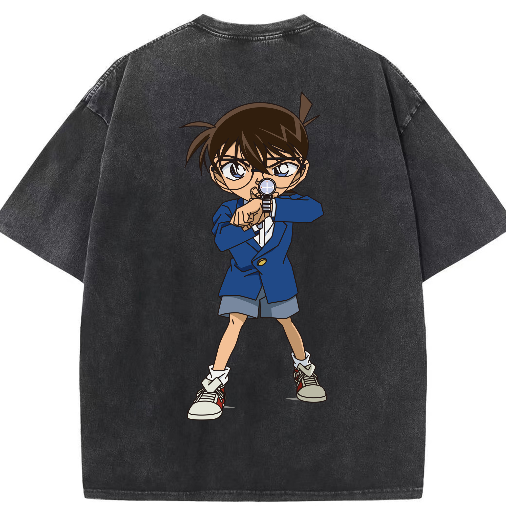 （画像用） 名探偵コナン 江戸川 コナン Detective Conan Conan Edogawa 綿100% ヴィンテージ風 半袖Tシャツ（背面プリント）