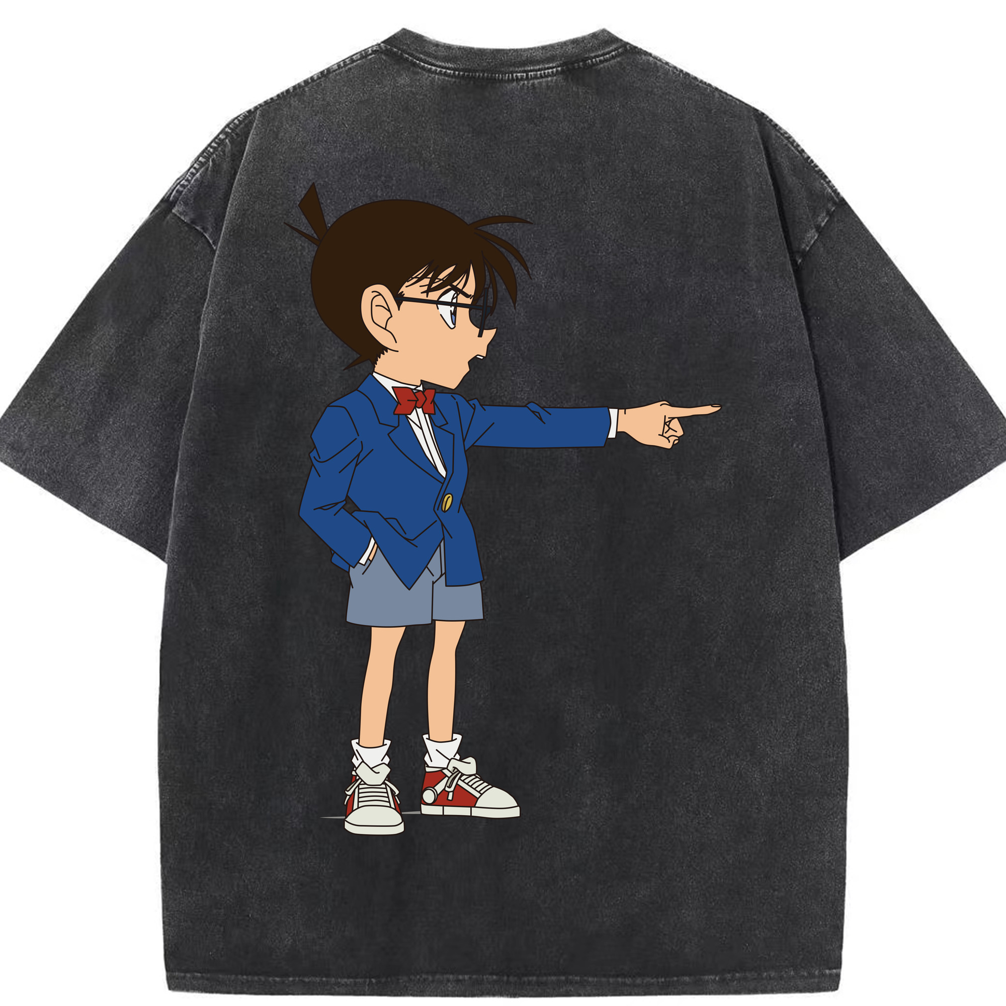 （画像用） 名探偵コナン 江戸川 コナン Detective Conan Conan Edogawa 綿100% ヴィンテージ風 半袖Tシャツ（背面プリント）