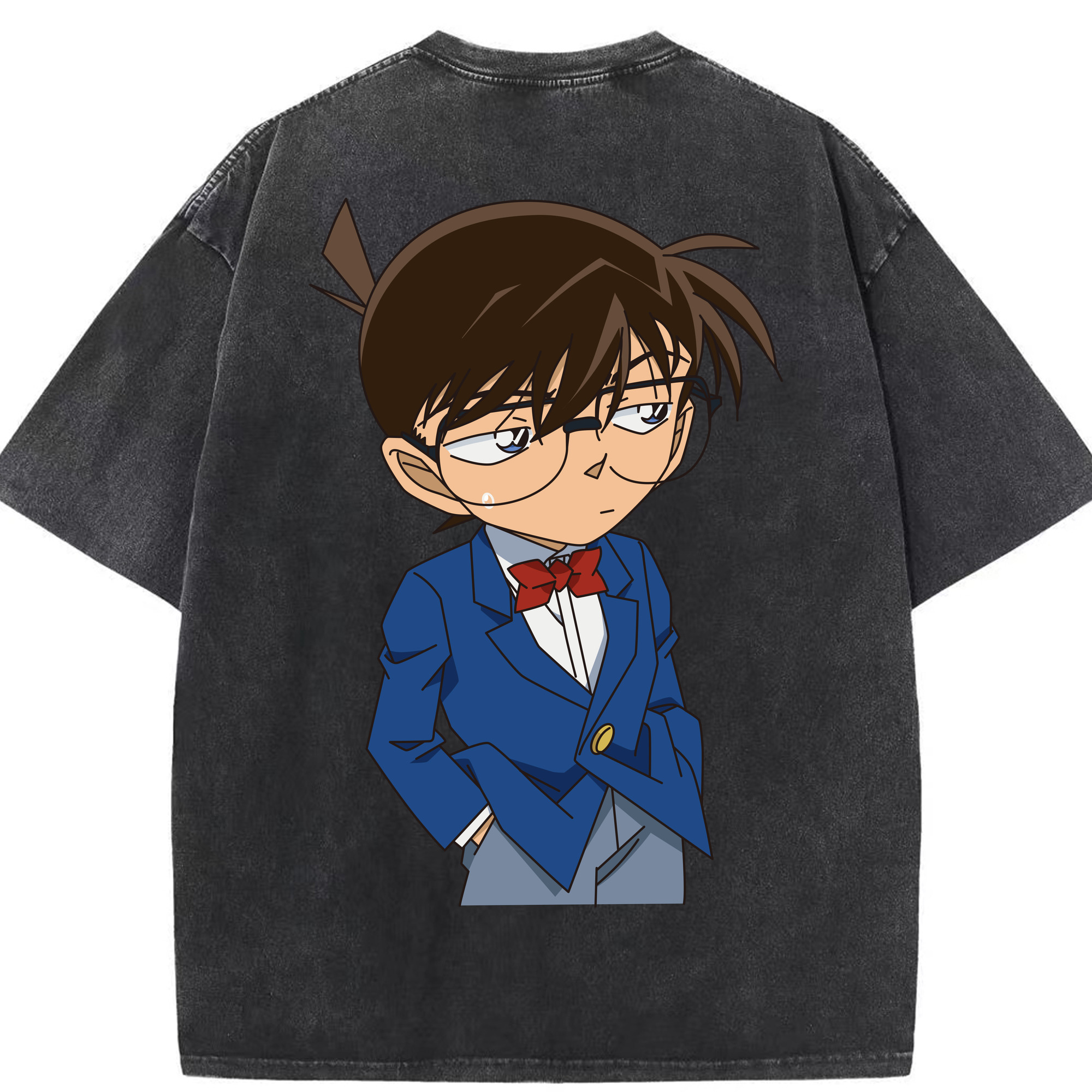 （画像用） 名探偵コナン 江戸川 コナン Detective Conan Conan Edogawa 綿100% ヴィンテージ風 半袖Tシャツ（背面プリント）