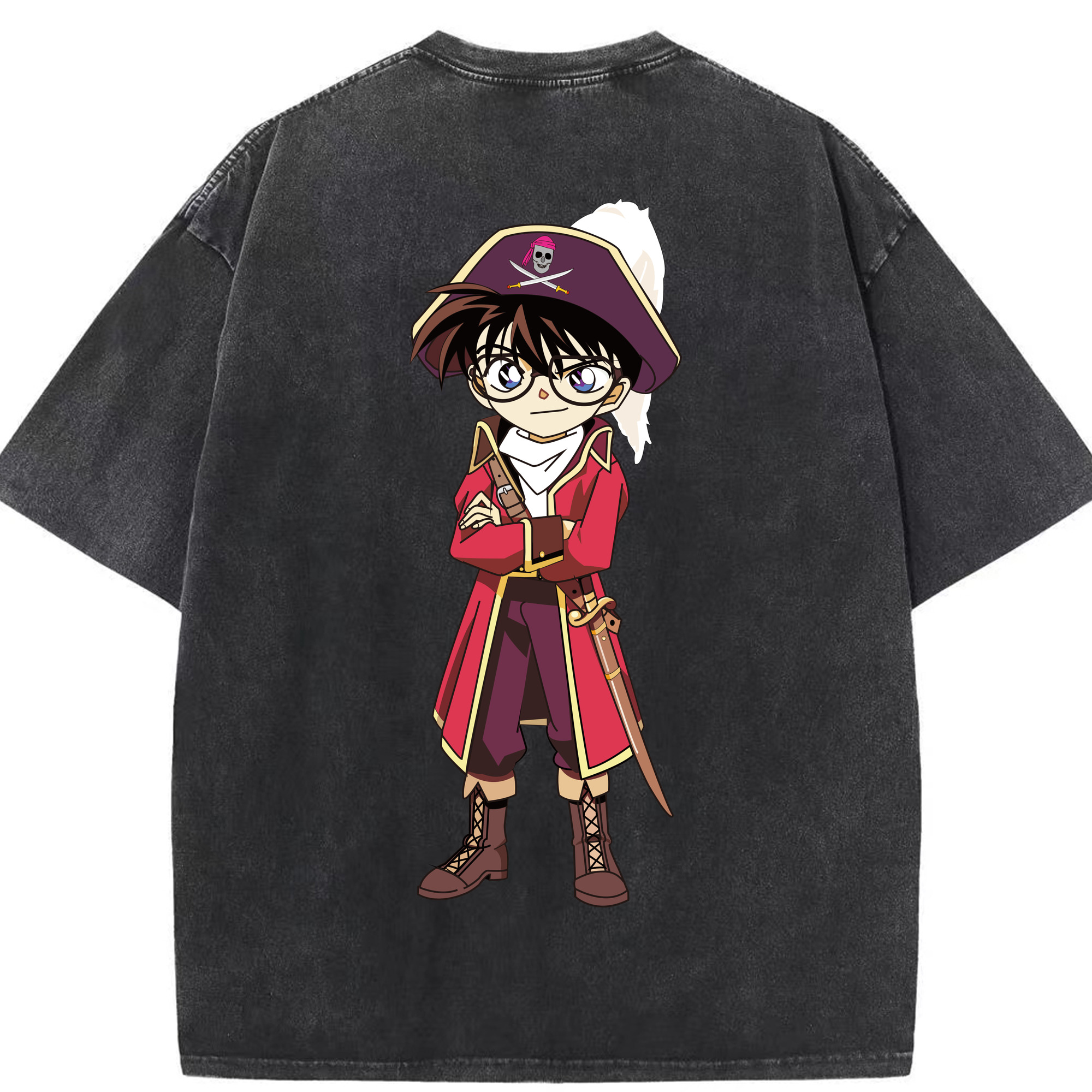 （画像用） 名探偵コナン 江戸川 コナン Detective Conan Conan Edogawa 綿100% ヴィンテージ風 半袖Tシャツ（背面プリント）