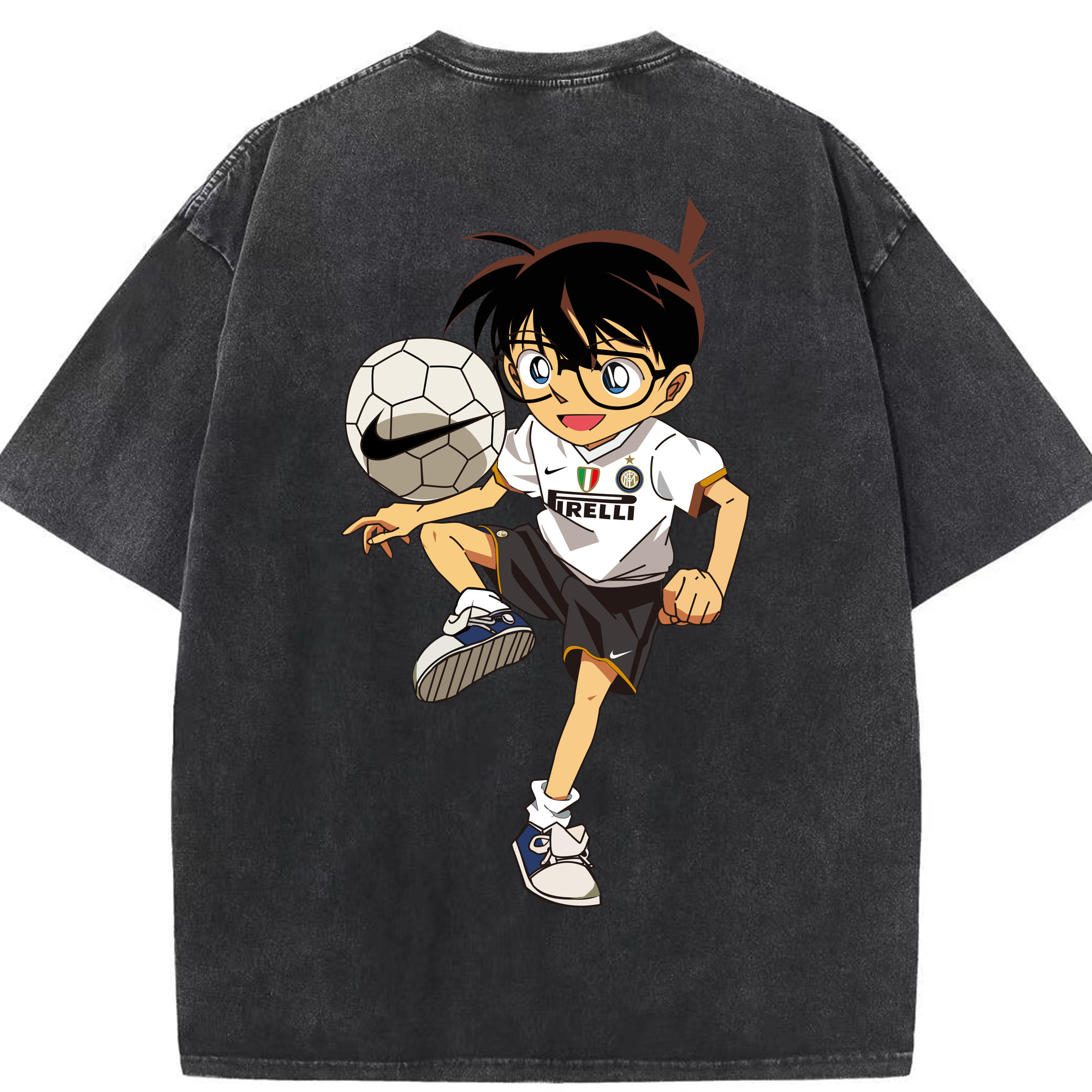 （画像用） 名探偵コナン 江戸川 コナン Detective Conan Conan Edogawa 綿100% ヴィンテージ風 半袖Tシャツ（背面プリント）